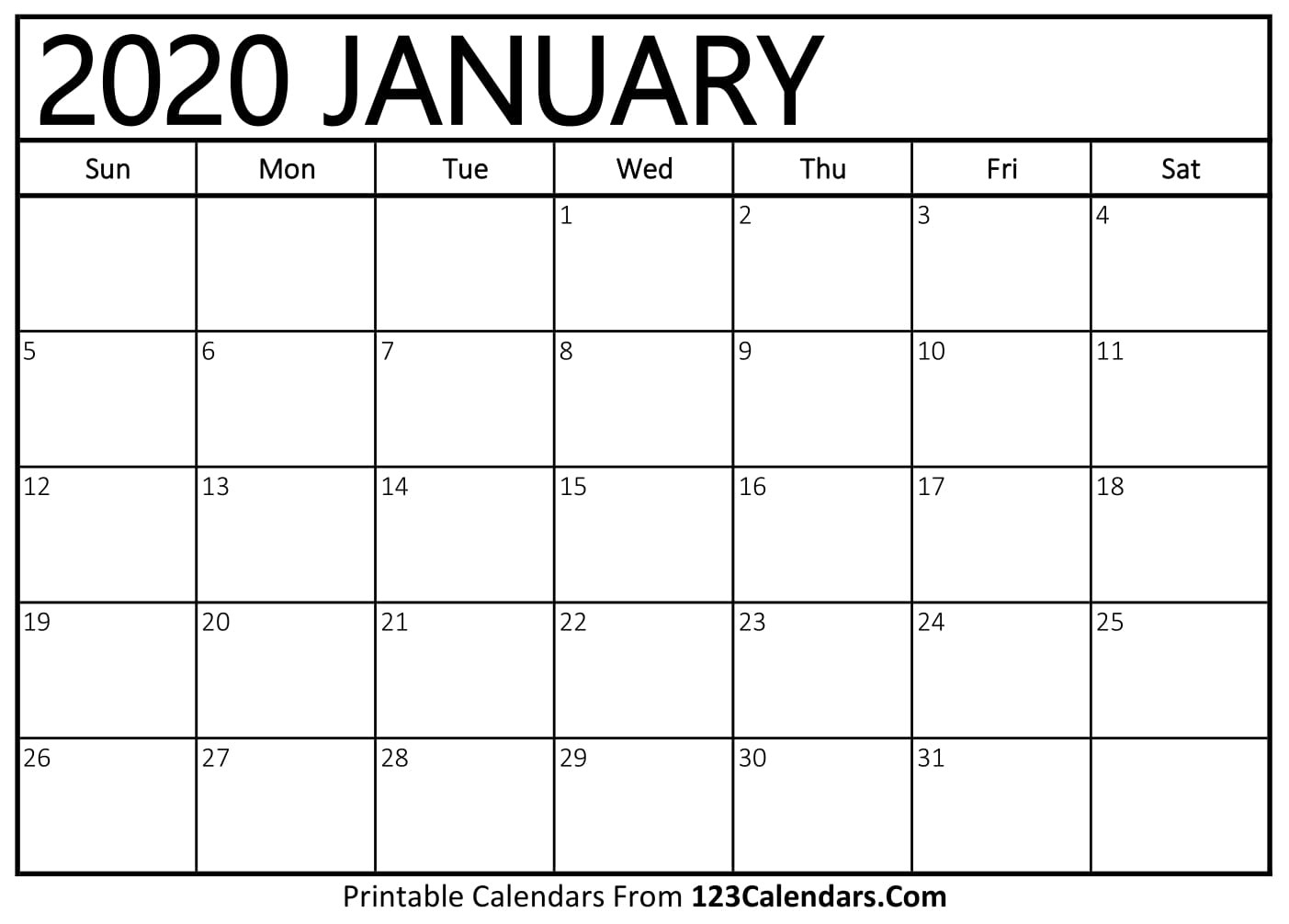 Free Printable Calendar | 123Calendars-January Thru December 2020 Printable Monthly Calendar