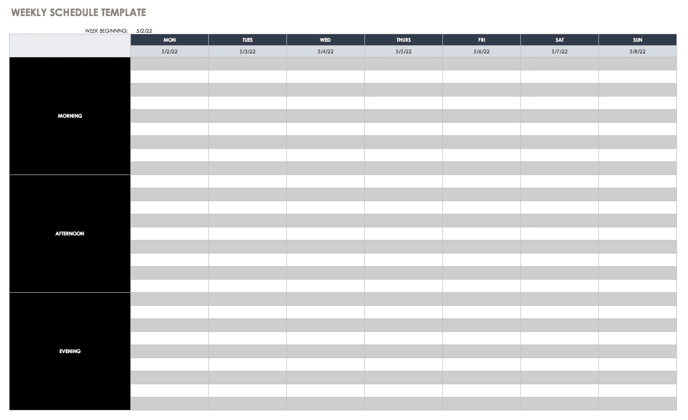 Free Weekly Schedule Templates For Excel - Smartsheet-Schedule Biweekly Templates Free Printable