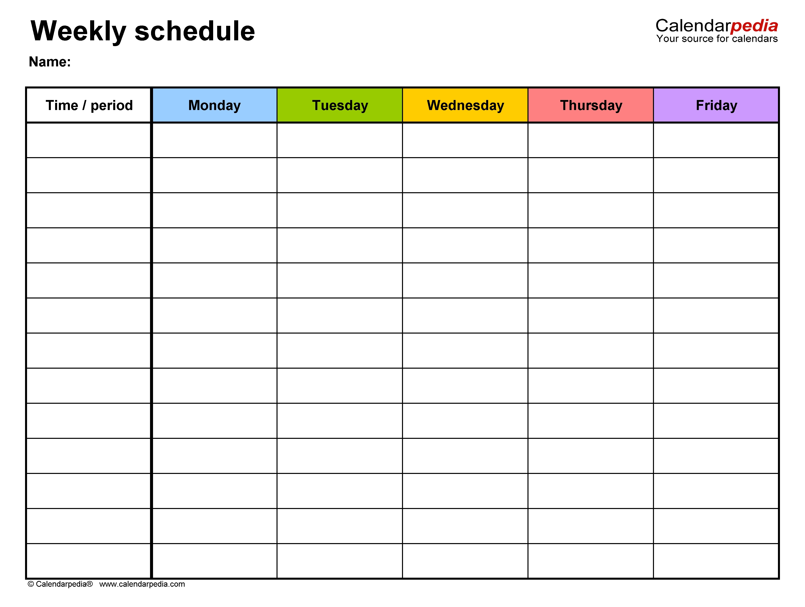 Free Weekly Schedule Templates For Word - 18 Templates-Free Blank Printable Monthly Calendar Monday - Friday