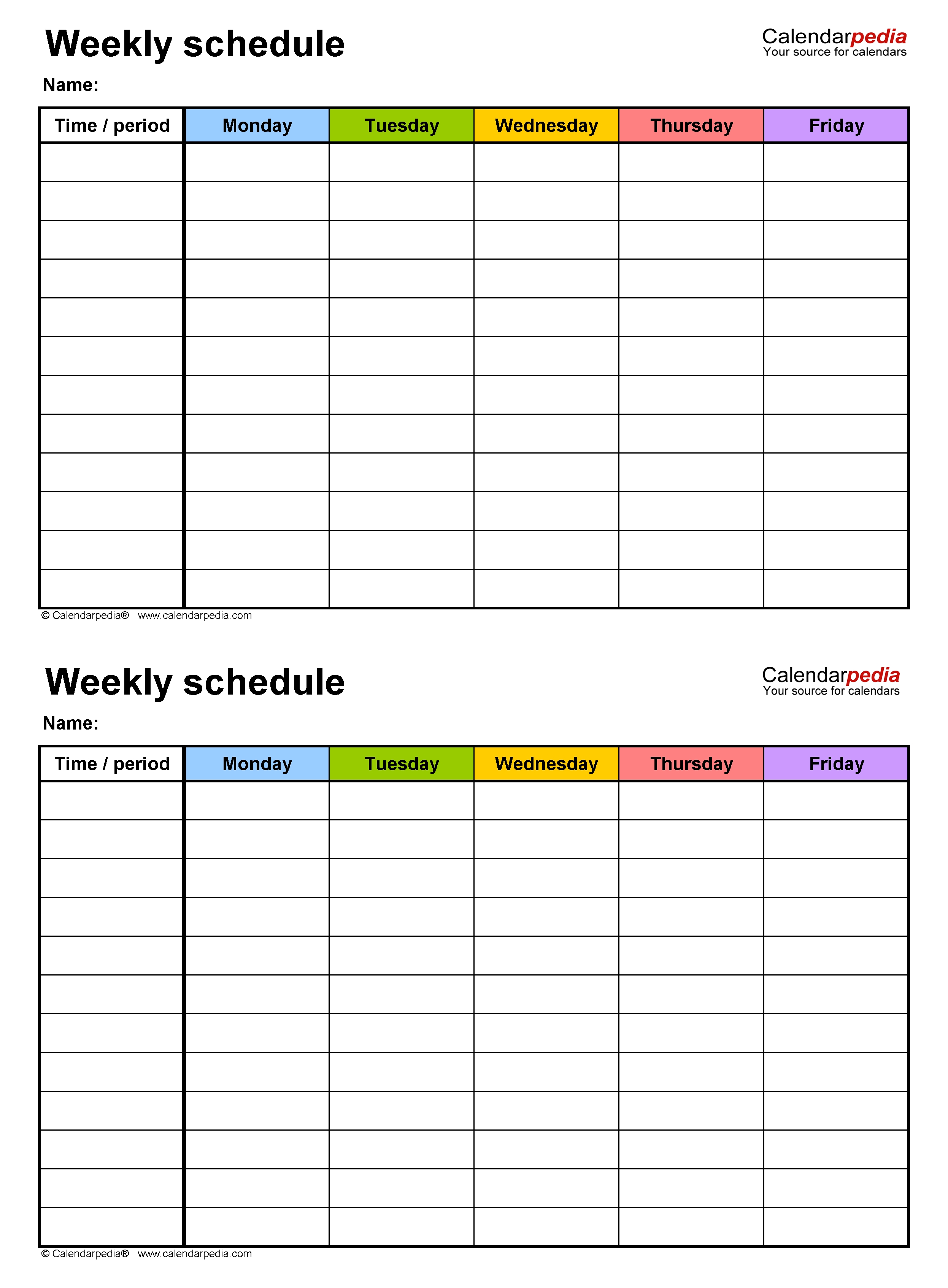 Free Weekly Schedule Templates For Word - 18 Templates-Monday To Friday Word Template