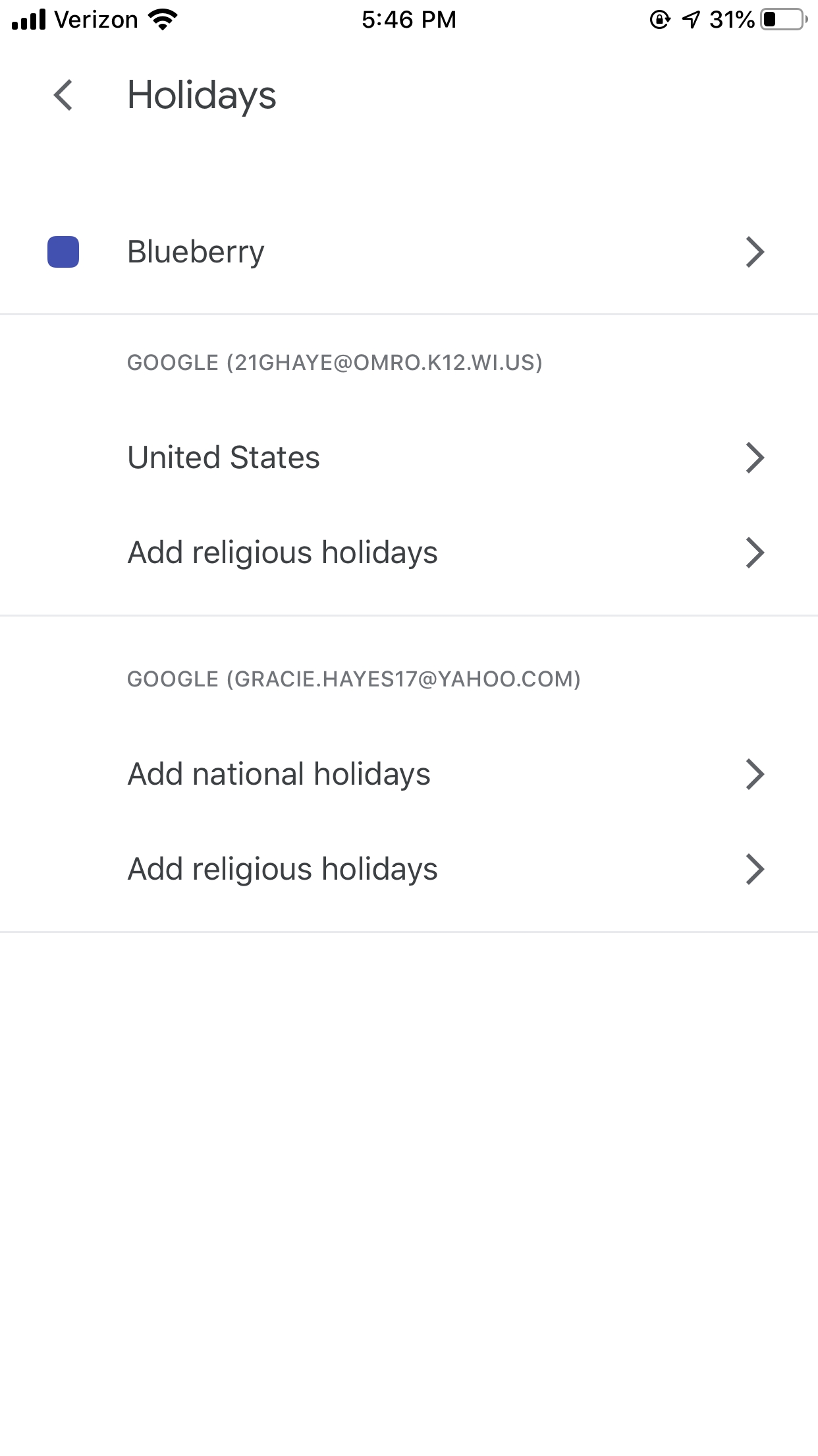 How Do I Turn Off Holidays On Just 1 Account? - Calendar Help-Holidays Listed Twice In Google Calender