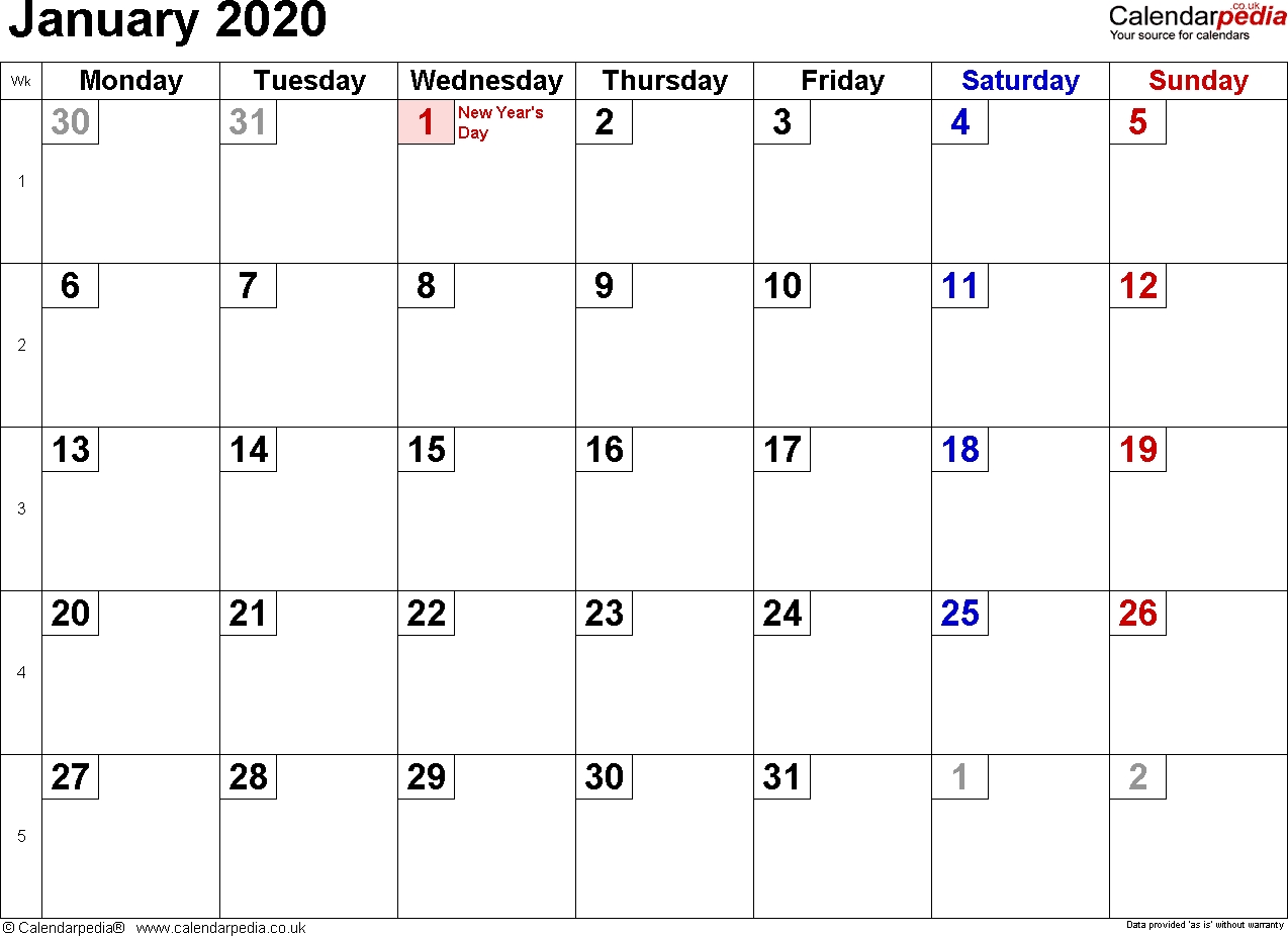 January 2020 Calendar With Holidays - Us, Uk, Canada-2020 Uk Monthly Calendar Uk