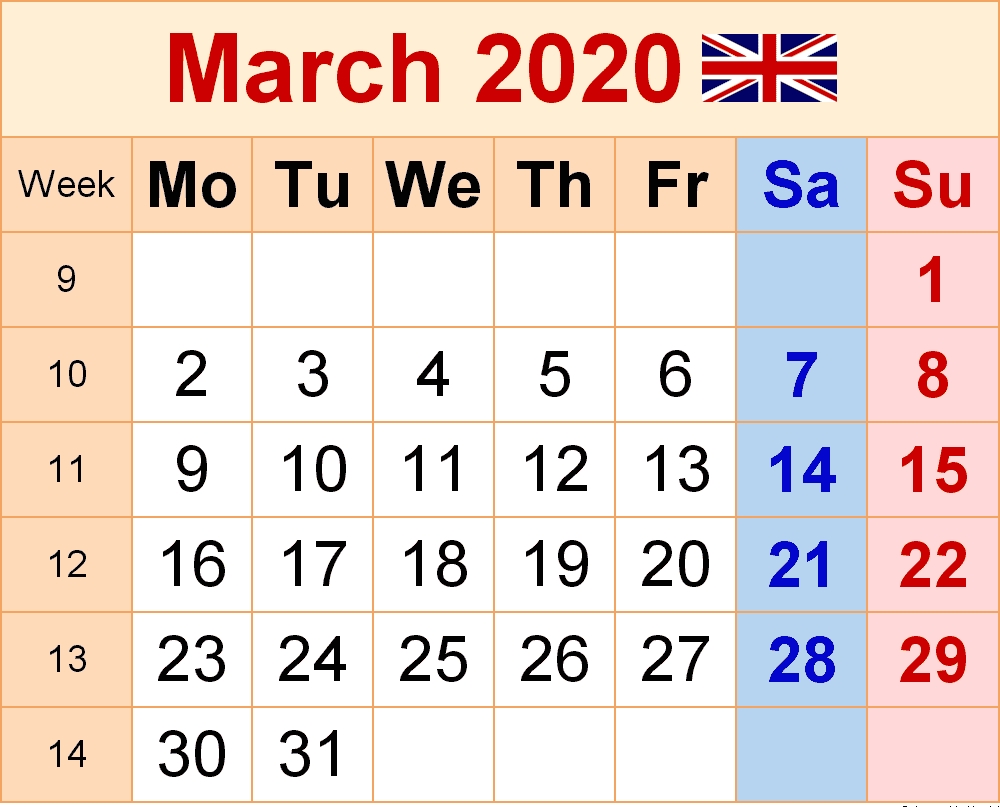 March 2020 Holidays Calendar Usa, Uk, Canada, India-2020 Uk Monthly Calendar Uk