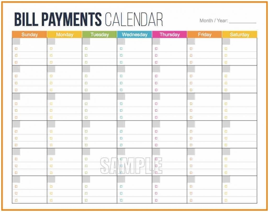 2020 Bill Budget Calendar Template | Calendar Template Printable