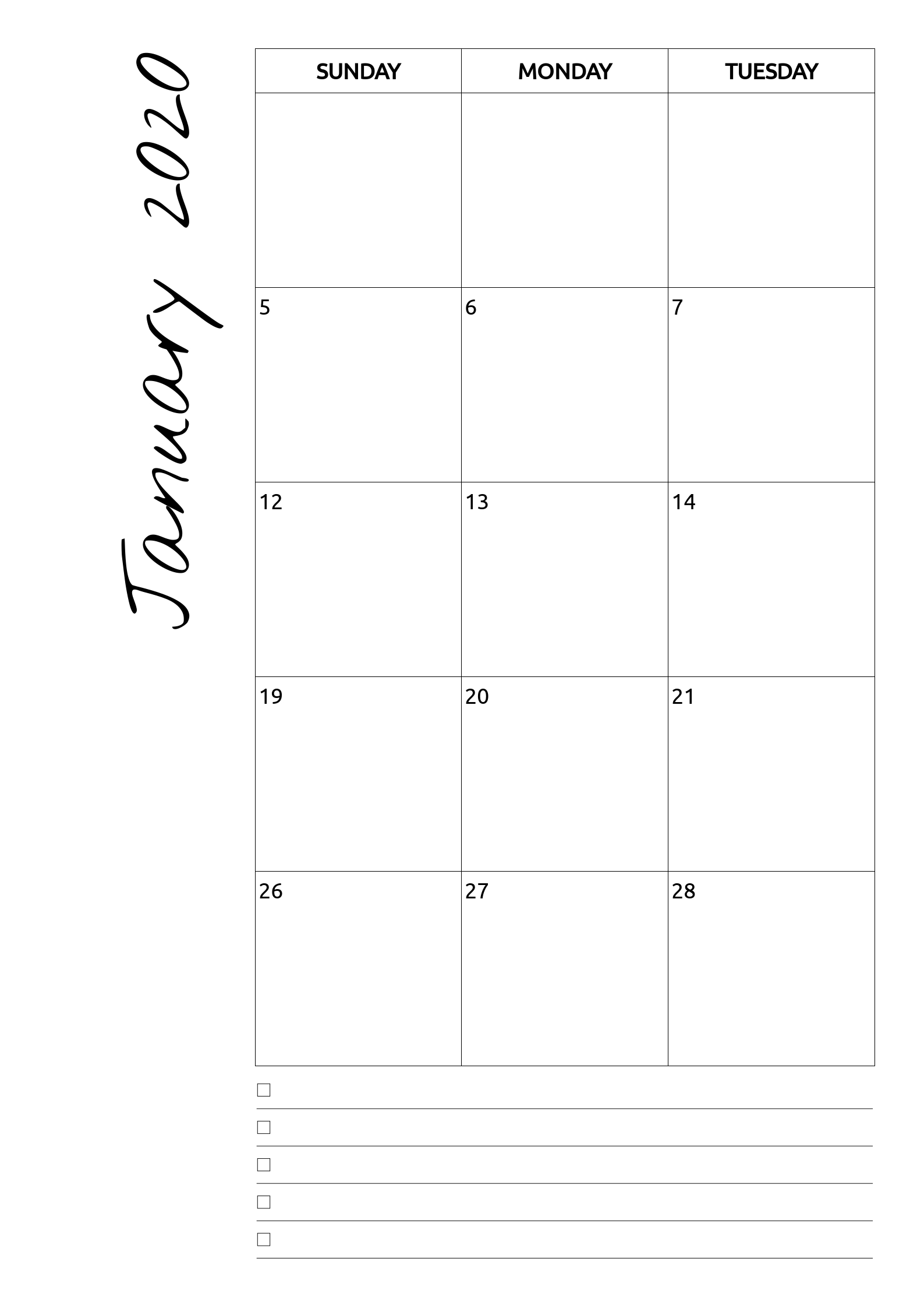 Monthly Calendar With Notes | Monthly Calendar Printable-Free Two Page Blank Printable Calendar