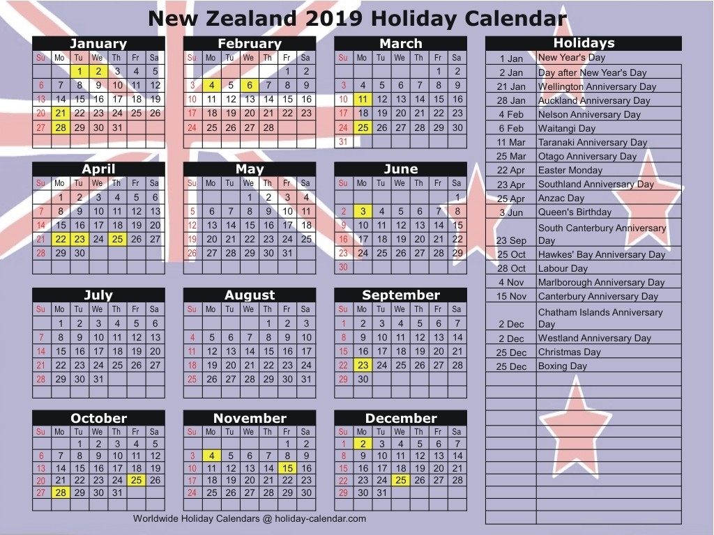 New Zealand 2019 / 2020 Holiday Calendar-School Holidays Nz Calendar