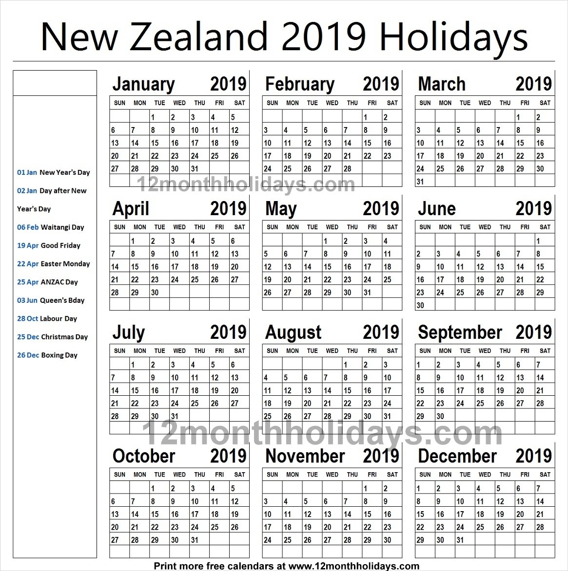 New Zealand School Holidays 2019 Calendar | New Zealand Calendar-School Holidays Nz Calendar