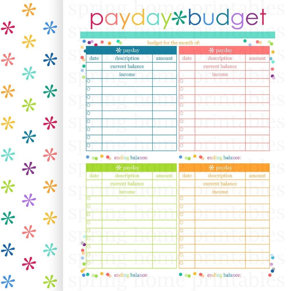 Payday Budget, Budget Planner, Printable Budget, Bill-2020 Bill Budget Calendar Template