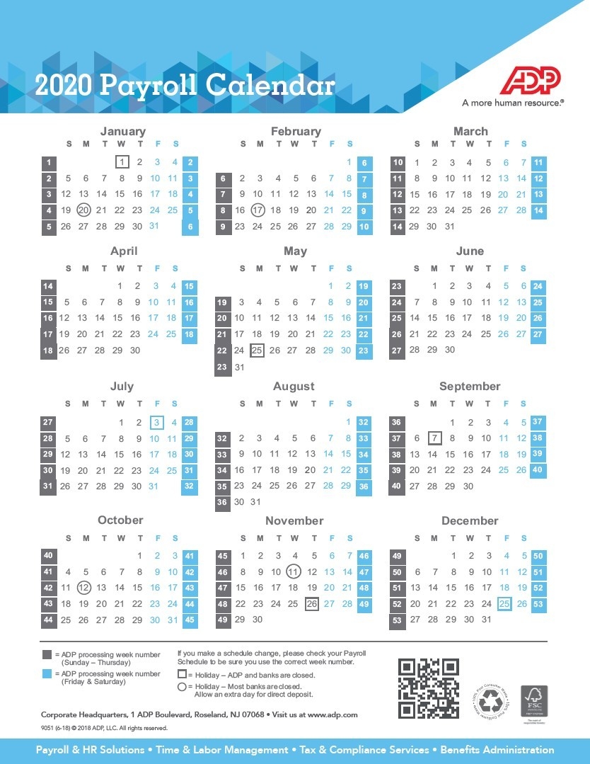 Payroll Calendar Template 2020 | Calendar Template Printable