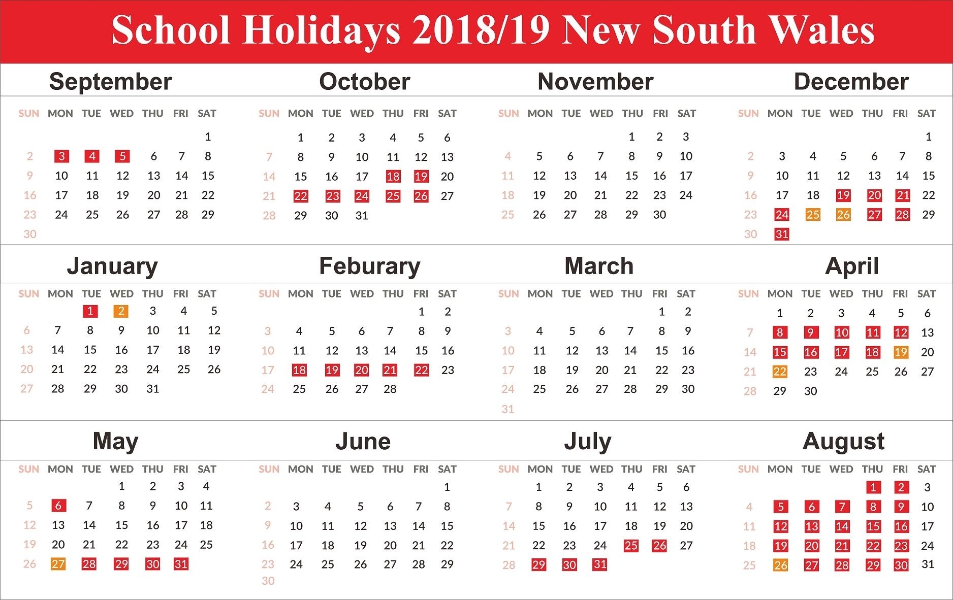 Pick April 2019 Calendar With Holidays Nsw | School Calendar-2020 Calenderwa School Holidays Printable