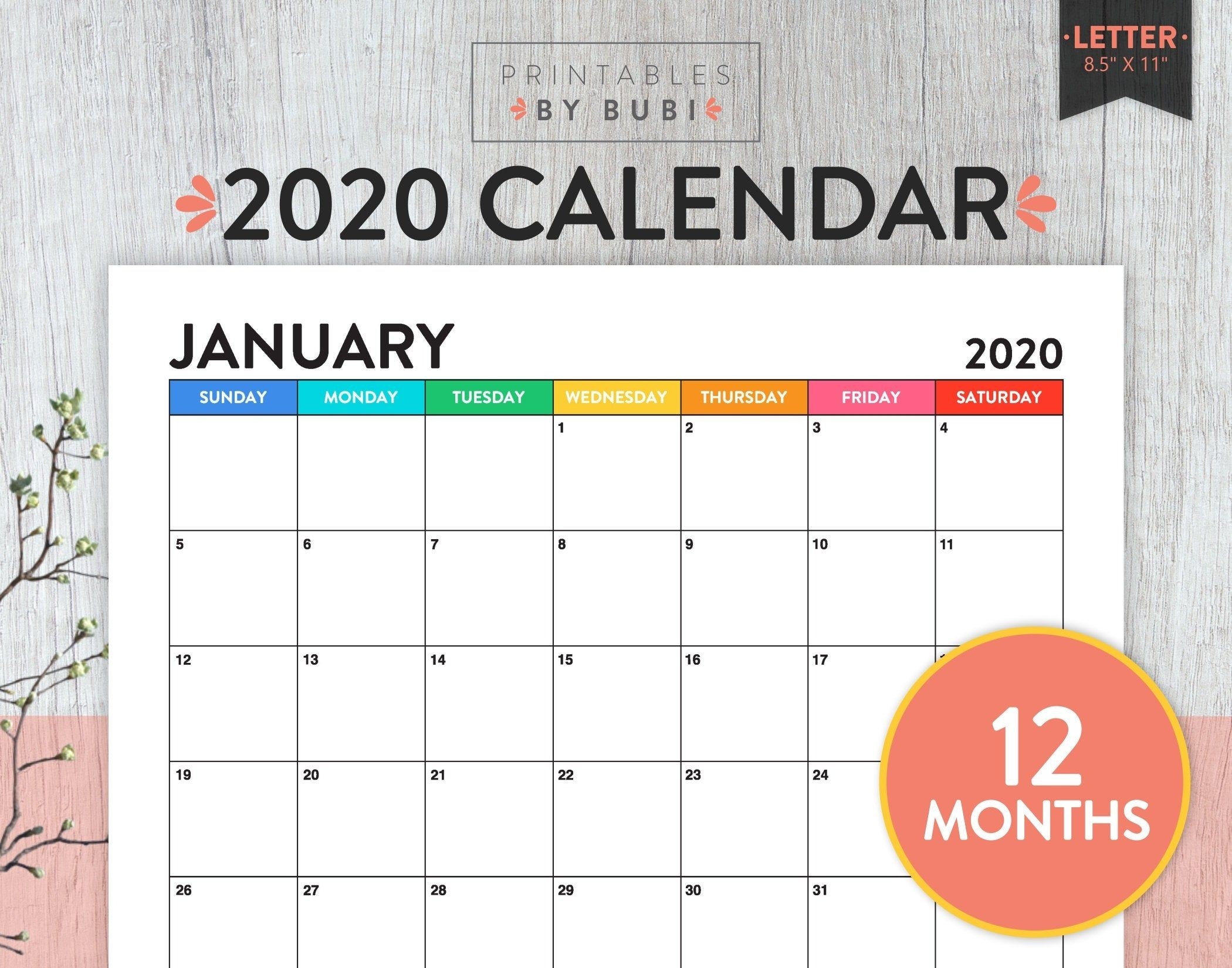 Printable Monthly Calendar 2020, Calendar Printable 2020-Free Monthly Bill Printable 2020