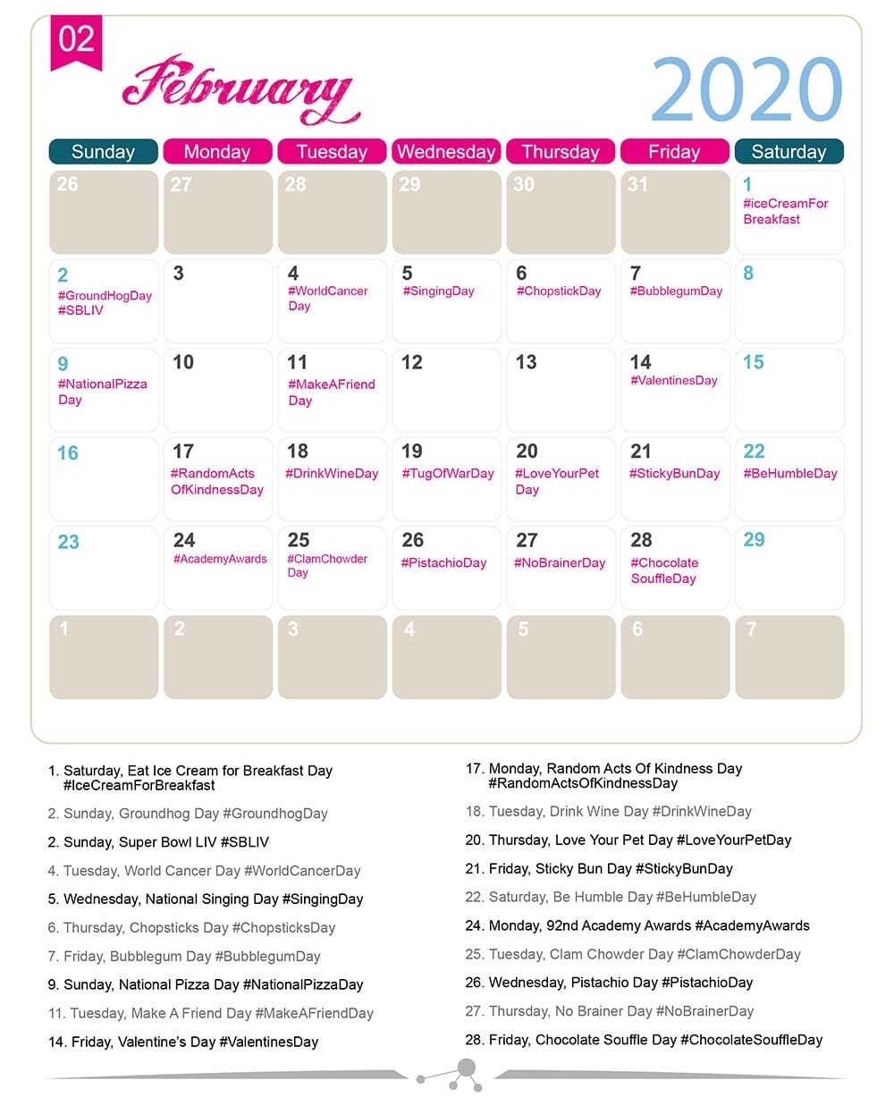 The 2020 Social Media Holiday Calendar - Make A Website Hub-Calendar With National Food Holidays