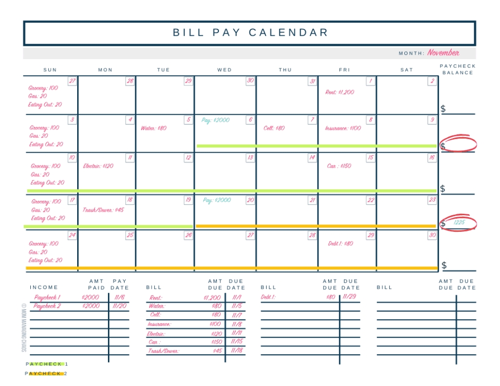 Free Excel Budget Calendar Template Archifreeloads