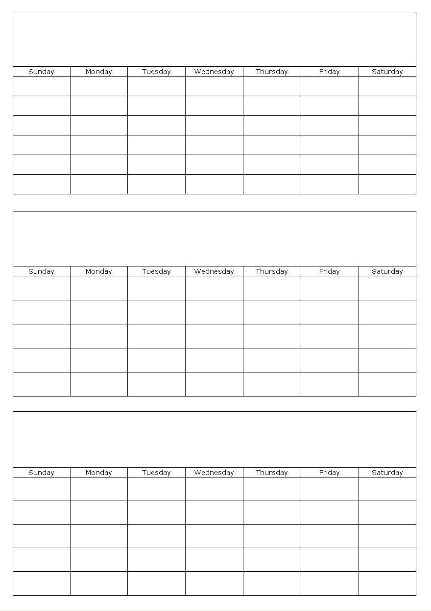 Three Months Blank Calendar Template Page-Blank Calendar Template No Dates