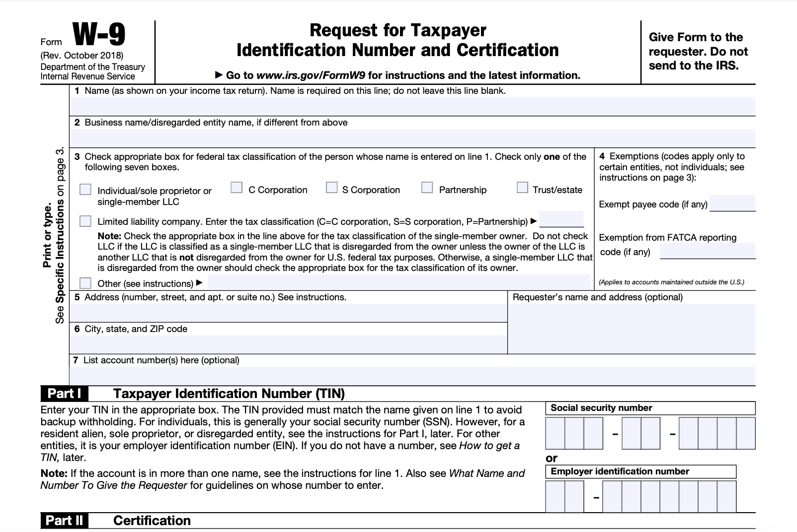 W-9 Form - Fill Out The Irs W-9 Form Online For 2019 | Smallpdf-Blank Printable W9 Form
