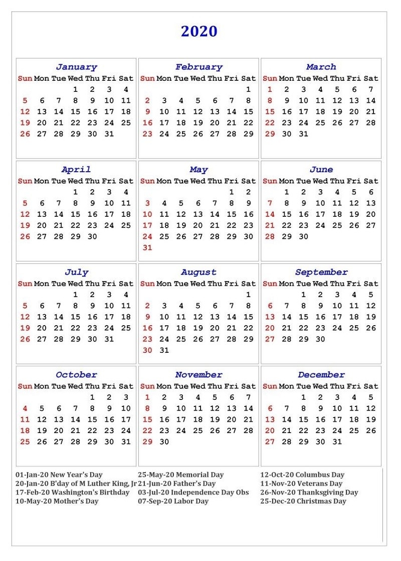 Yearly Calendar 2020 Printable Free For Agenda | Calendar-Blank Calendar 2020 Printable Uk