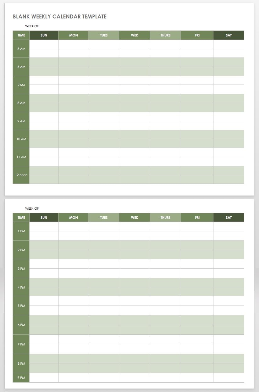 15 Free Weekly Calendar Templates | Smartsheet-Blank Academic Week By Week Calendar