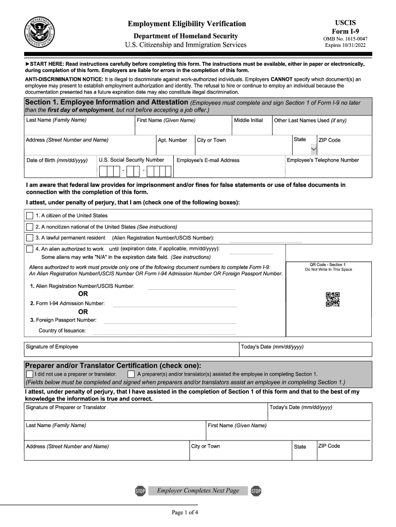 2019 Form Uscis I-9 Fill Online, Printable, Fillable, Blank-Blank I-9 Form 2020 Printable Form Free
