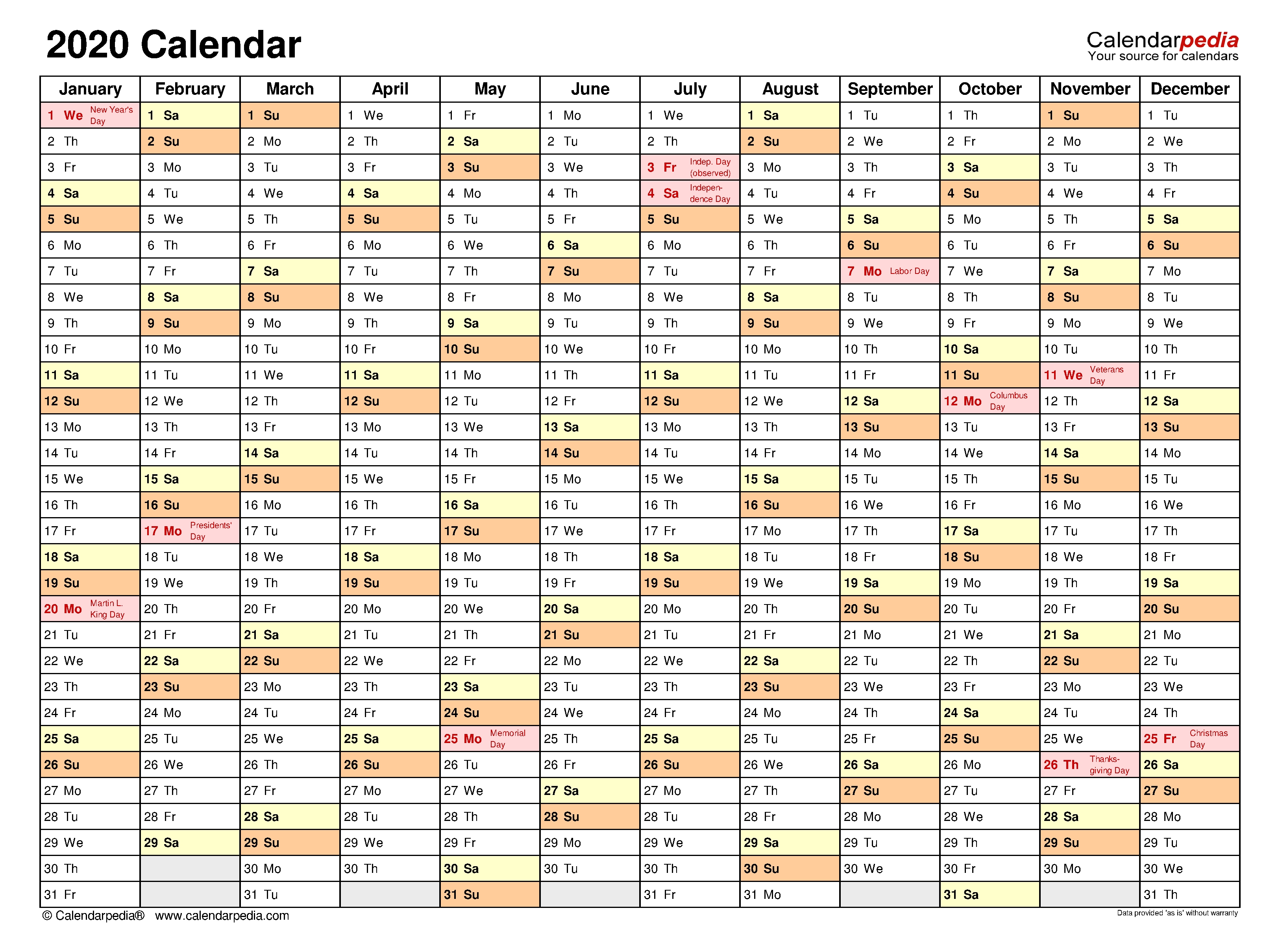 2020 Calendar Excel Template Calendar Template Printable