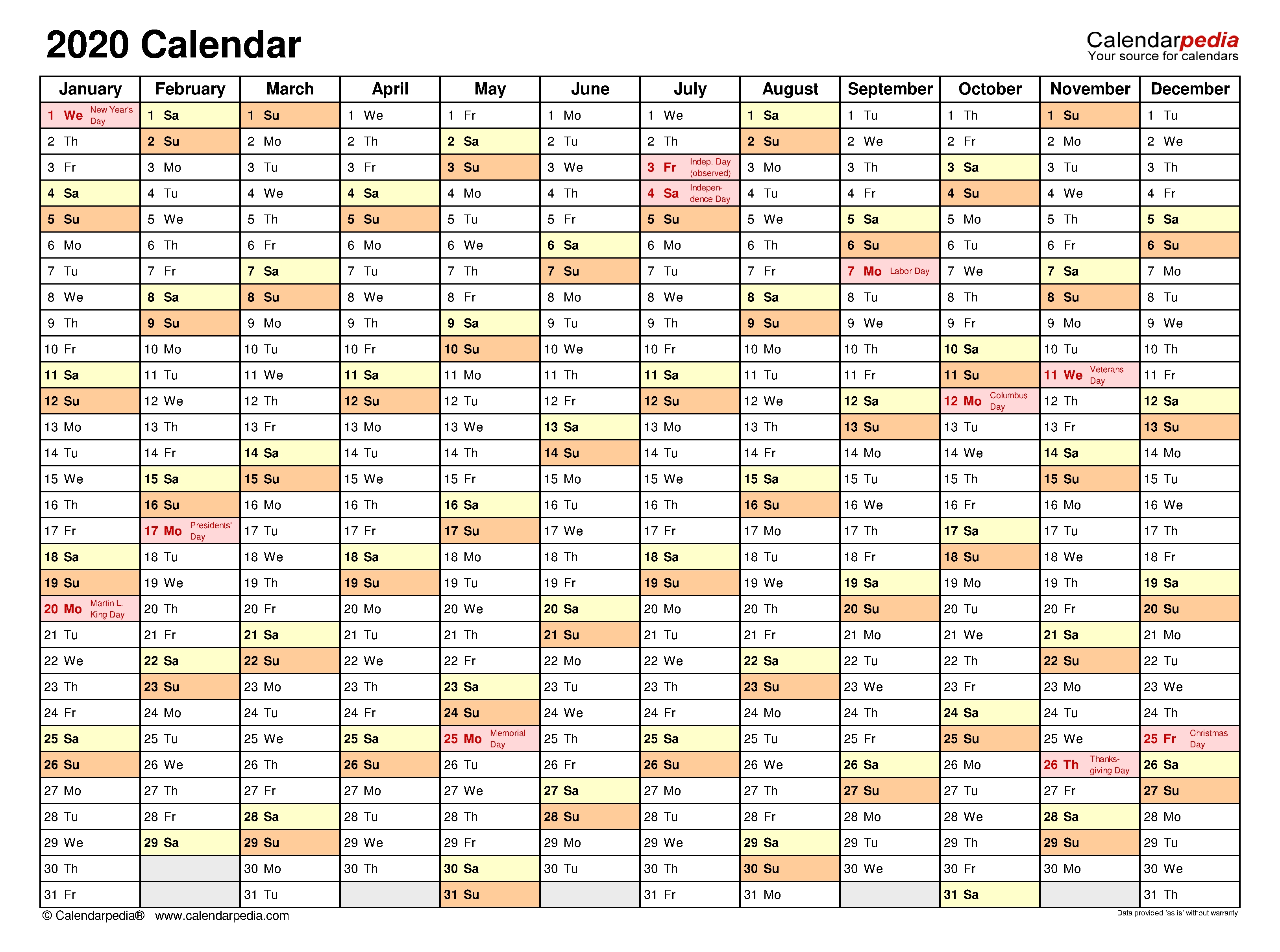 2020 Calendar - Free Printable Templates-2020 Wall Calendar Template