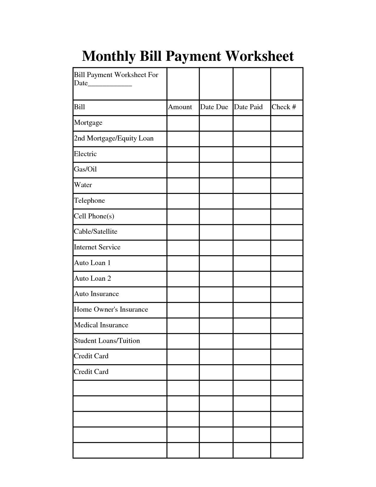 Best Photos Of Monthly Payment Chart Template - Monthly-Printable Monthly Billing Chart