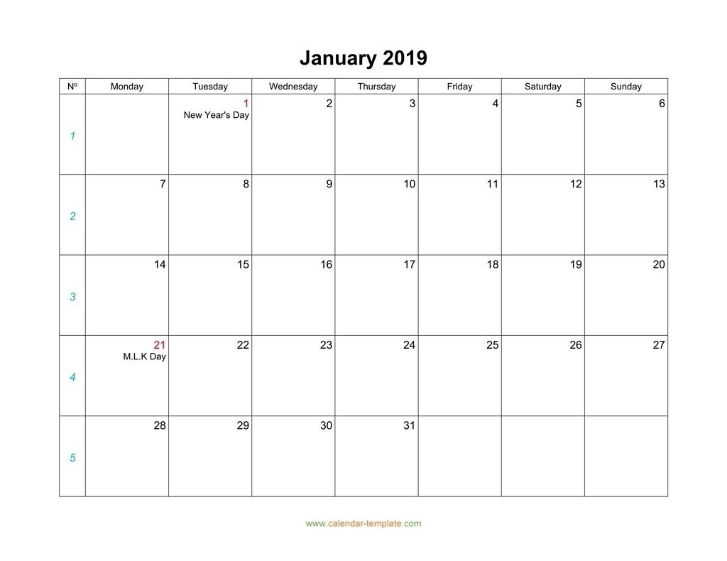 Blank Calendar Strting Monday | Monthly Printable Calender-Blankcalendar Week Of 7/22