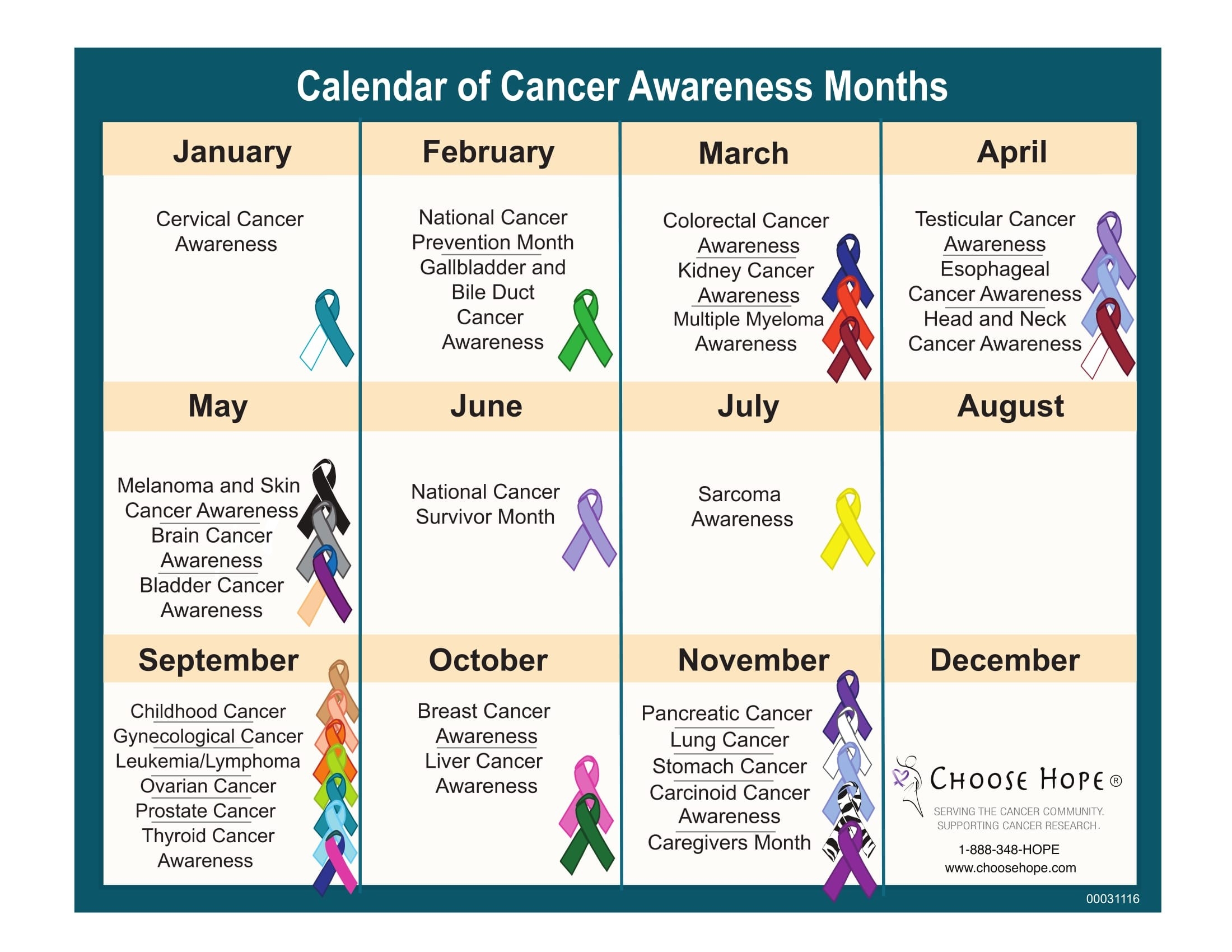 August Monthly Awareness Calendar | Calendar Template Printable