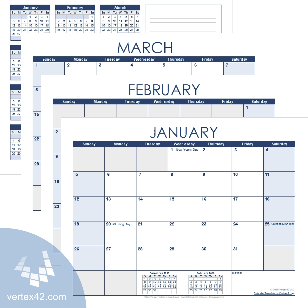 Calendar Template By Vertex42 Com