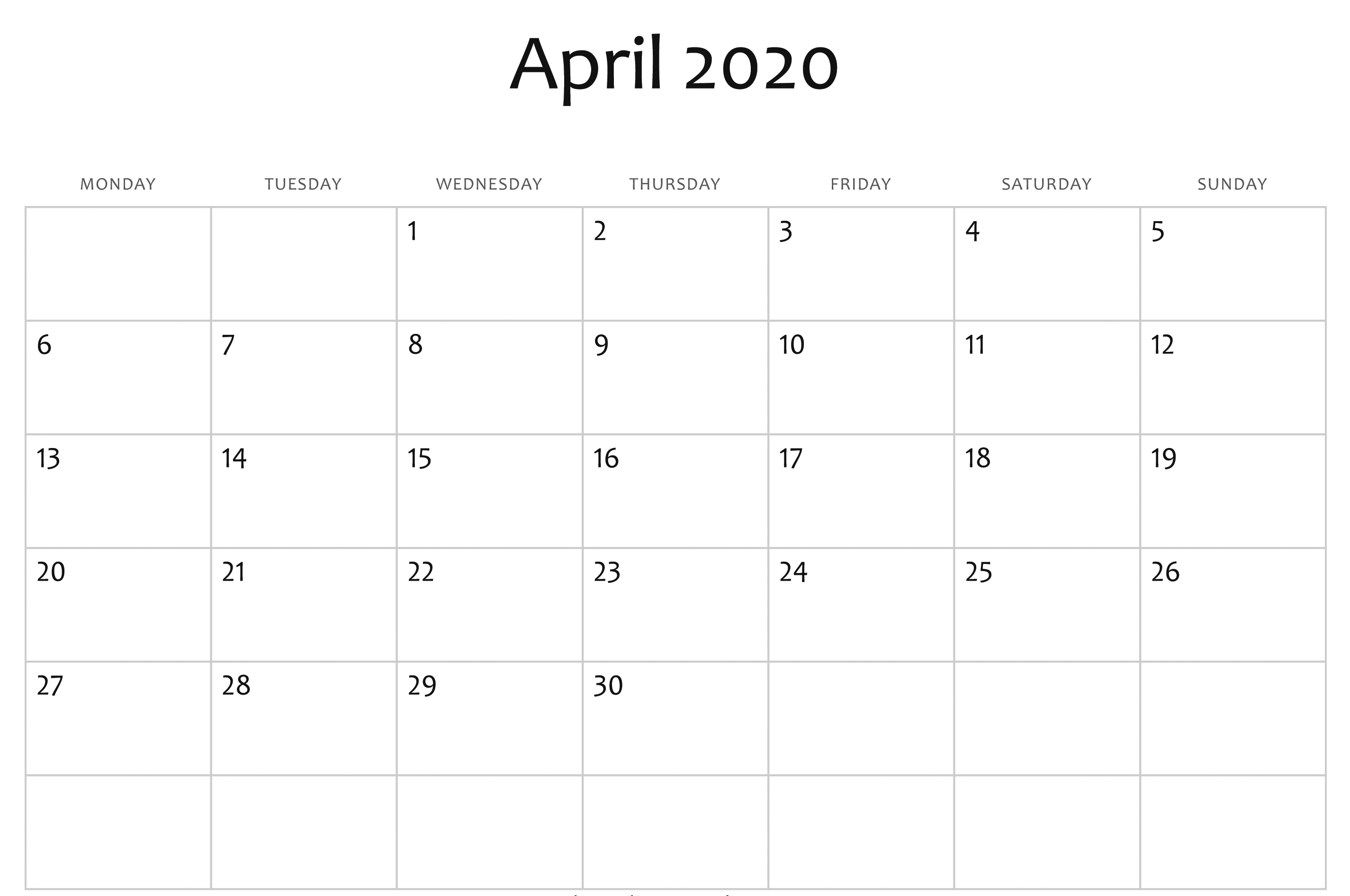 Free April Calendar 2020 Free Printable Template Pdf Word-June-August 2020 Blank Clanedars