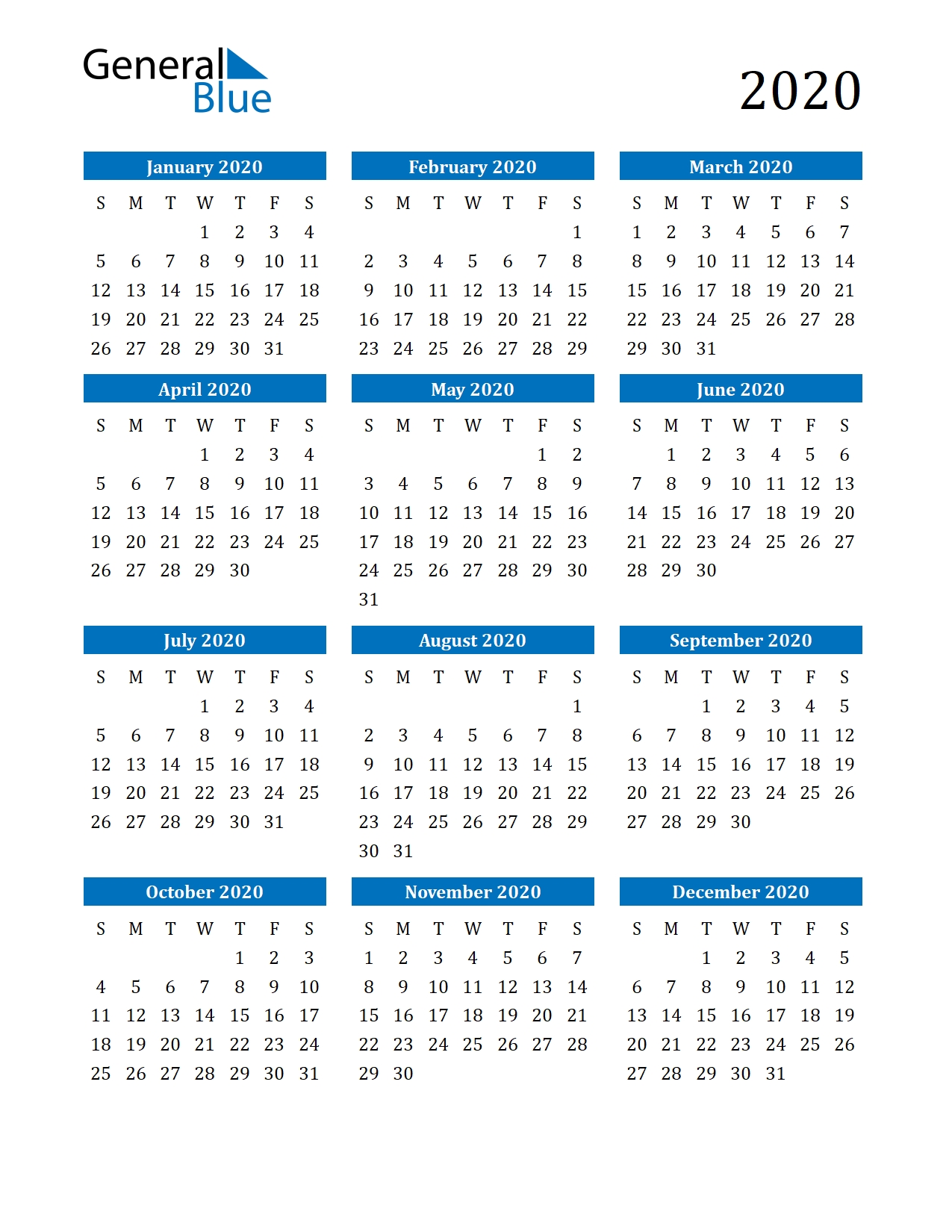 Free Printable Calendar In Pdf, Word And Excel-2020 Calendar Template Ms Word