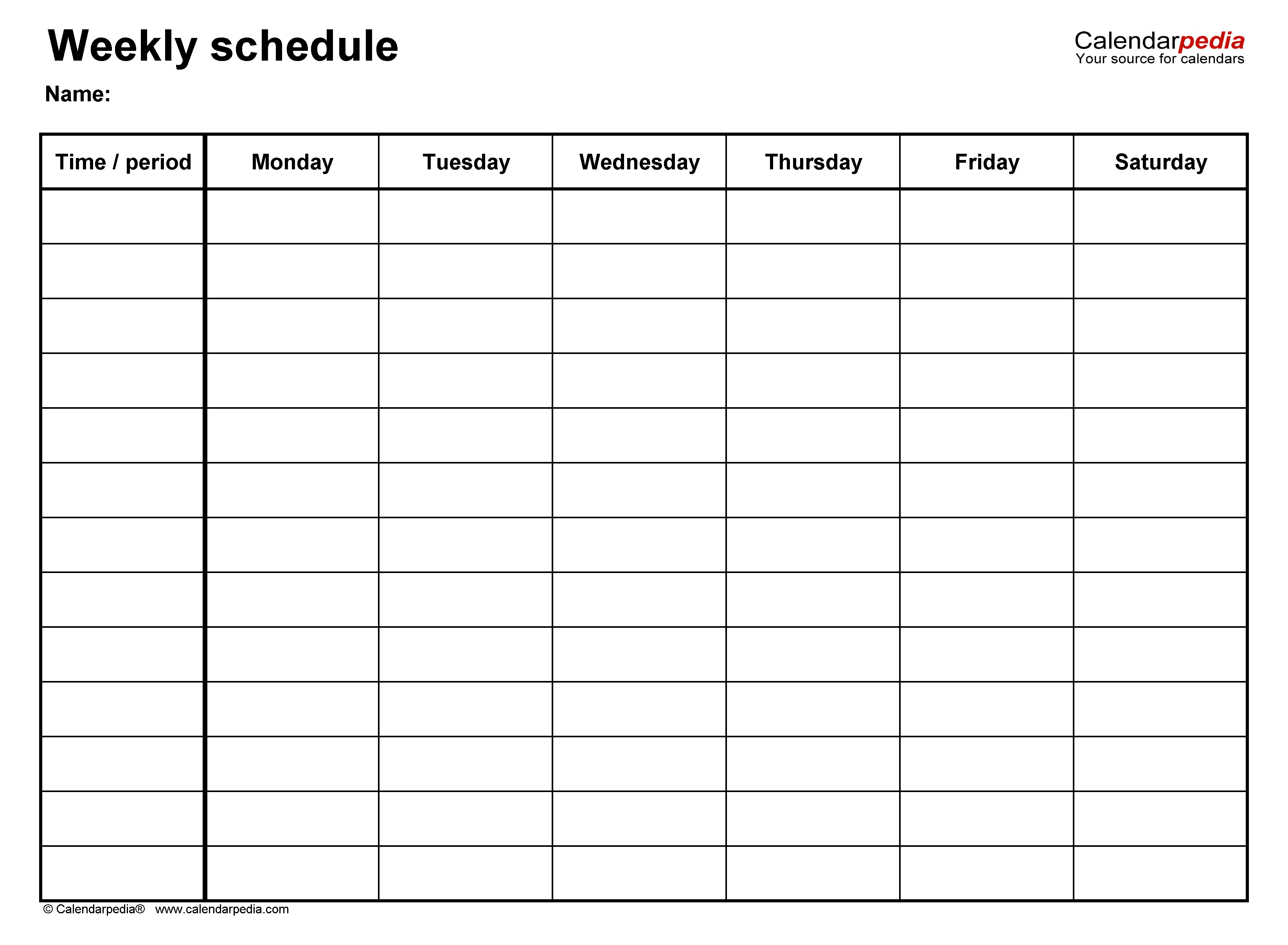 Free Weekly Schedule Templates For Pdf - 18 Templates-Monday To Sunday Calendar Template Writing Practice