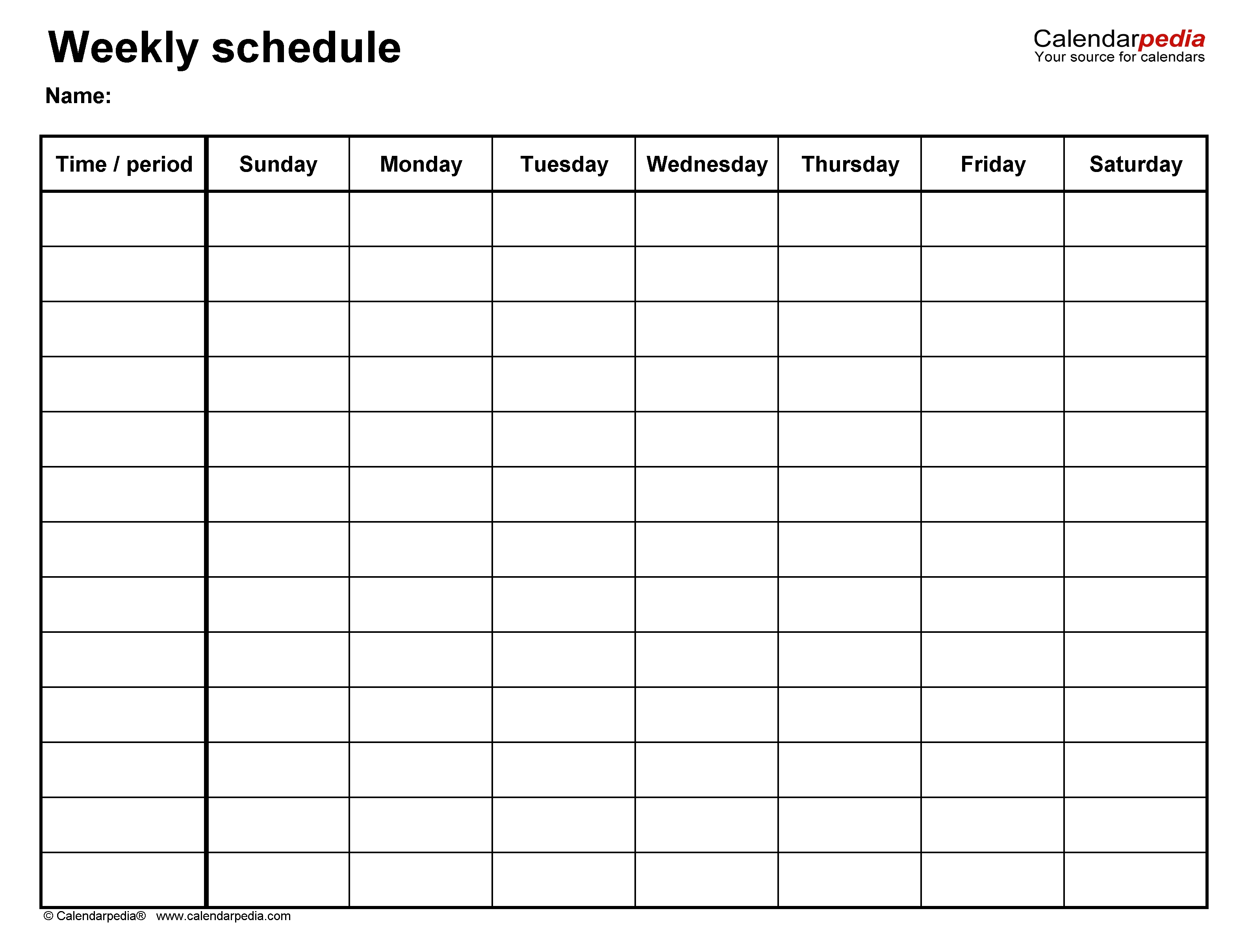 Free Weekly Schedule Templates For Word - 18 Templates-Blank Academic Week By Week Calendar