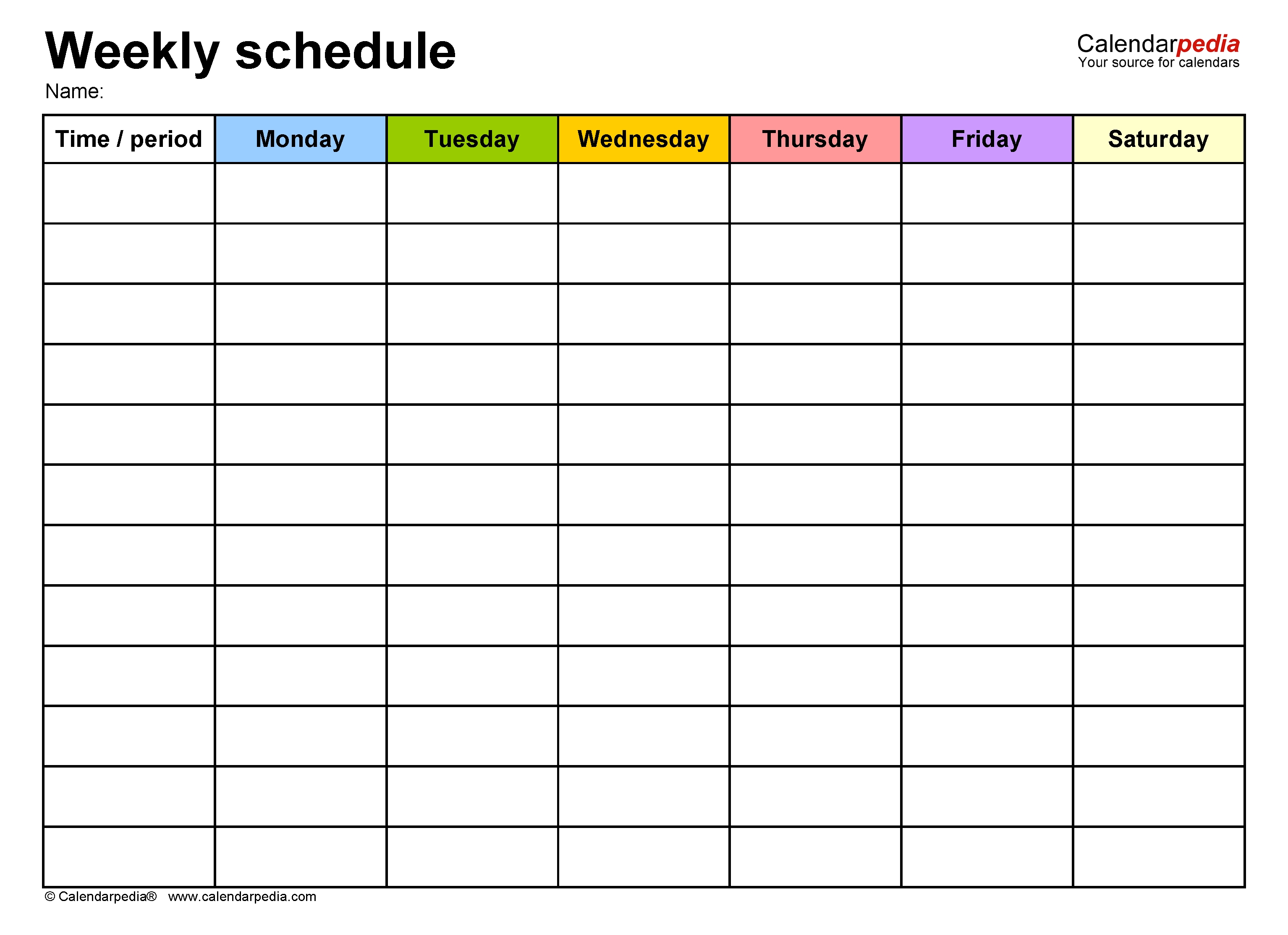 Free Weekly Schedule Templates For Word - 18 Templates-Blank Academic Week By Week Calendar