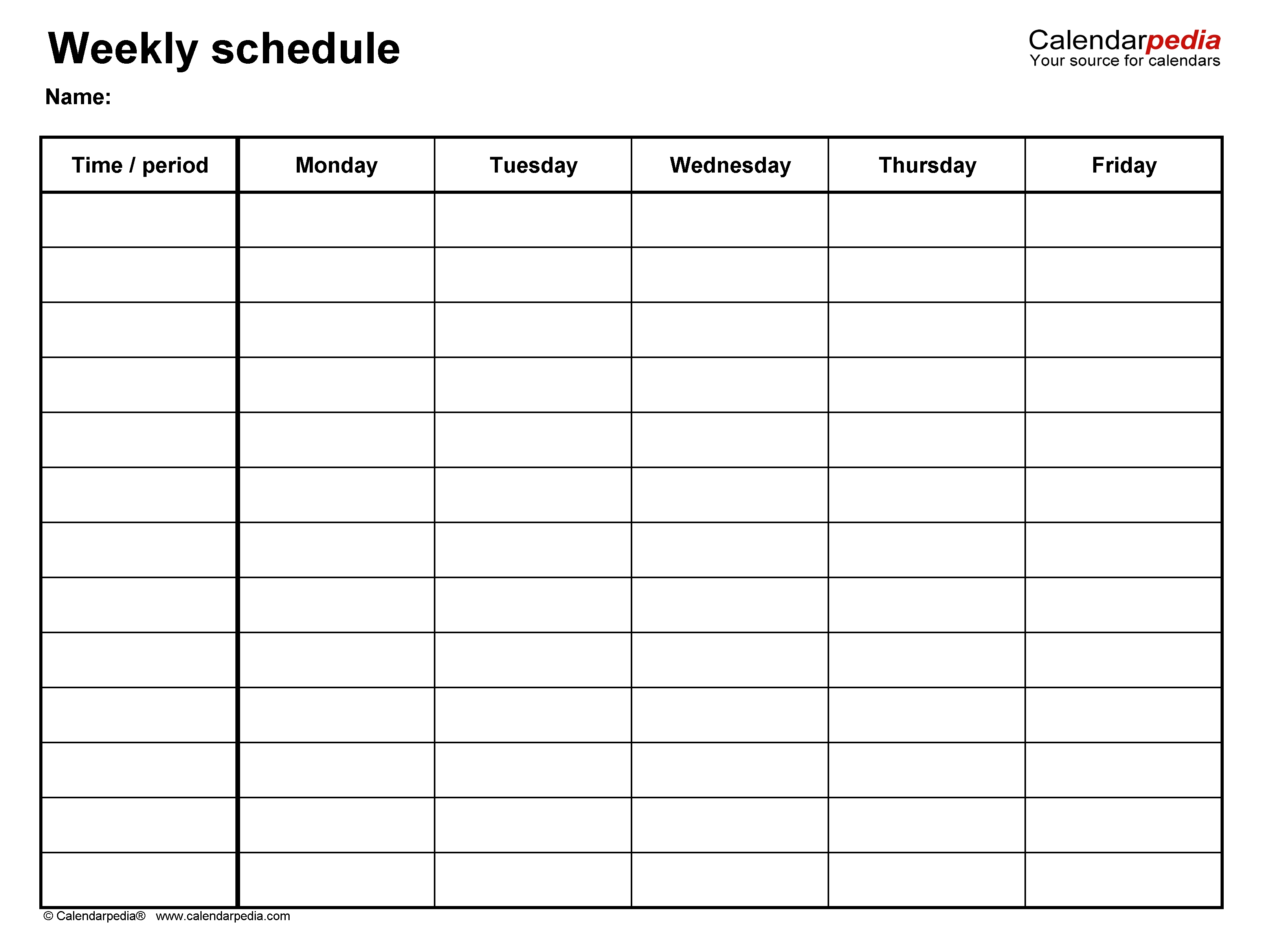 Free Weekly Schedule Templates For Word - 18 Templates-Monday To Friday Timetable Template