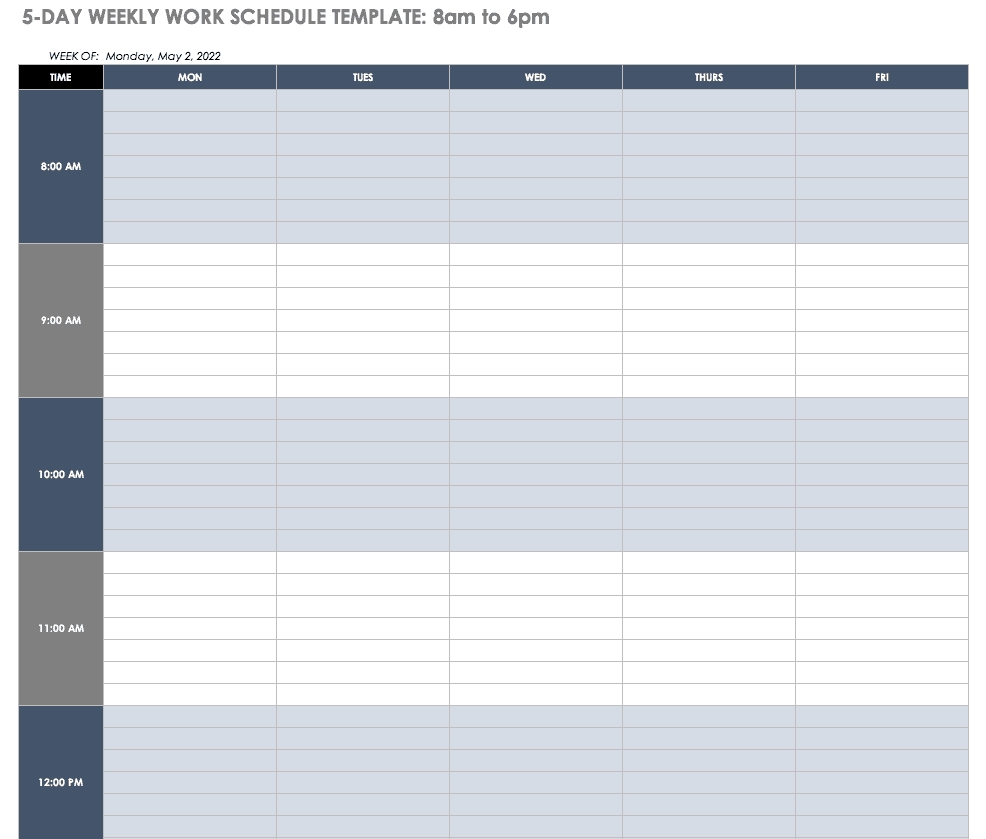 How To Make A 5 Day Calendar In Excel