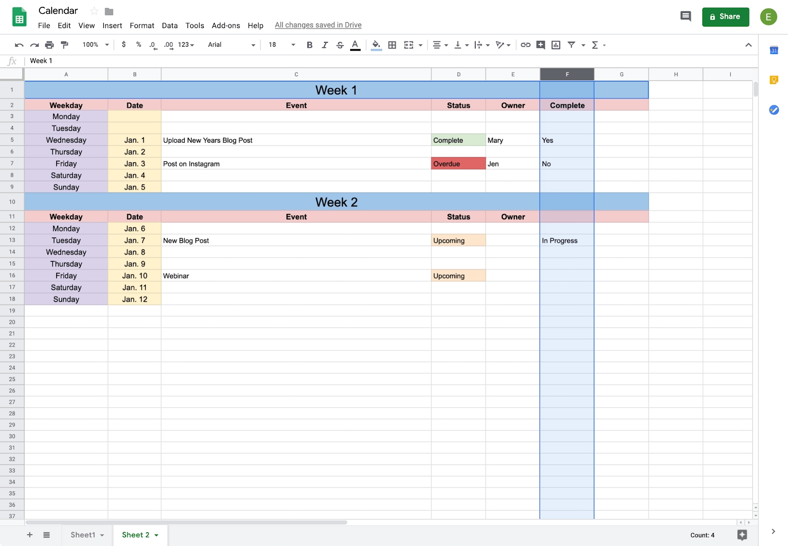 How To Create A Calendar In Google Docs | Copper-Calendar Template For Google Sheets