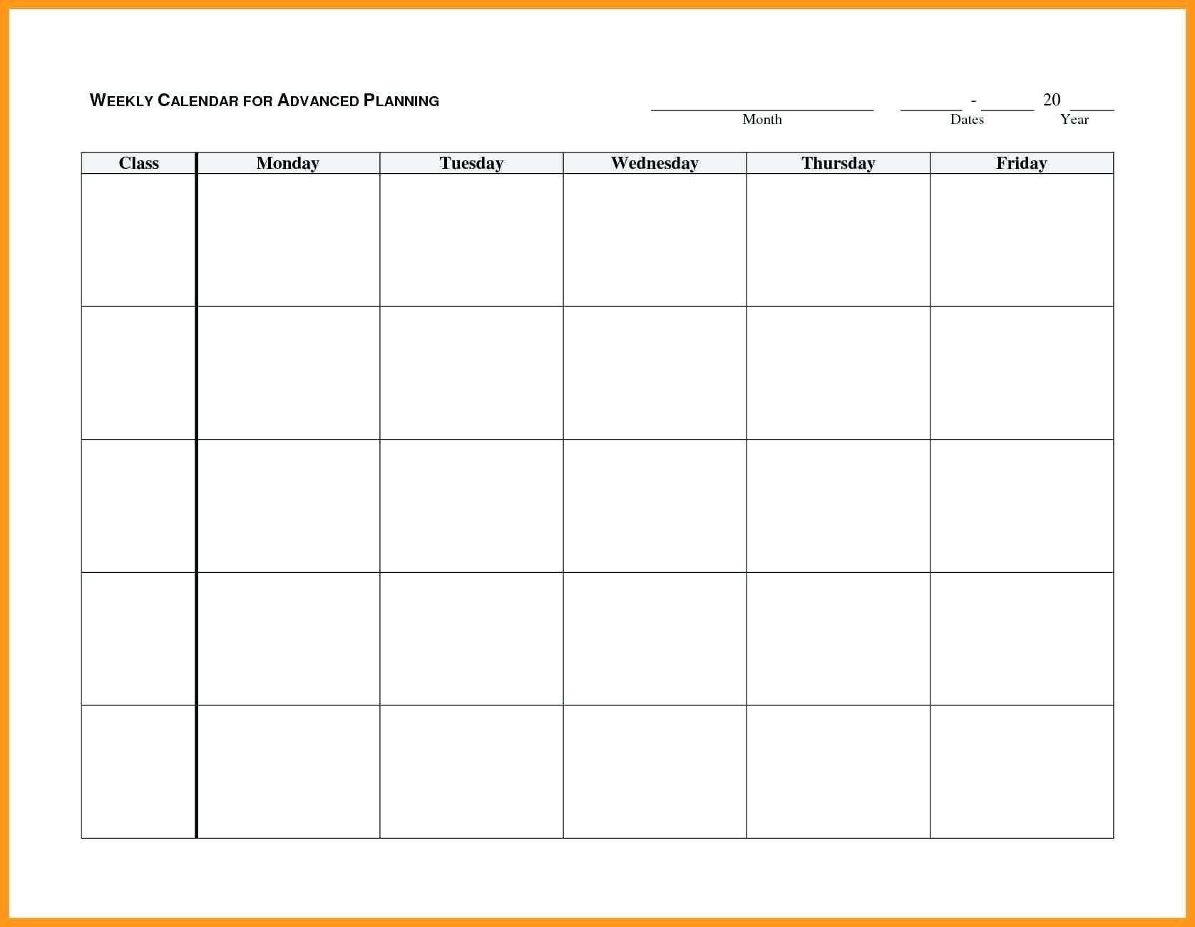 Monday To Friday Blank Calendar Printable | Example Calendar-Monday Friday Blank Calendar