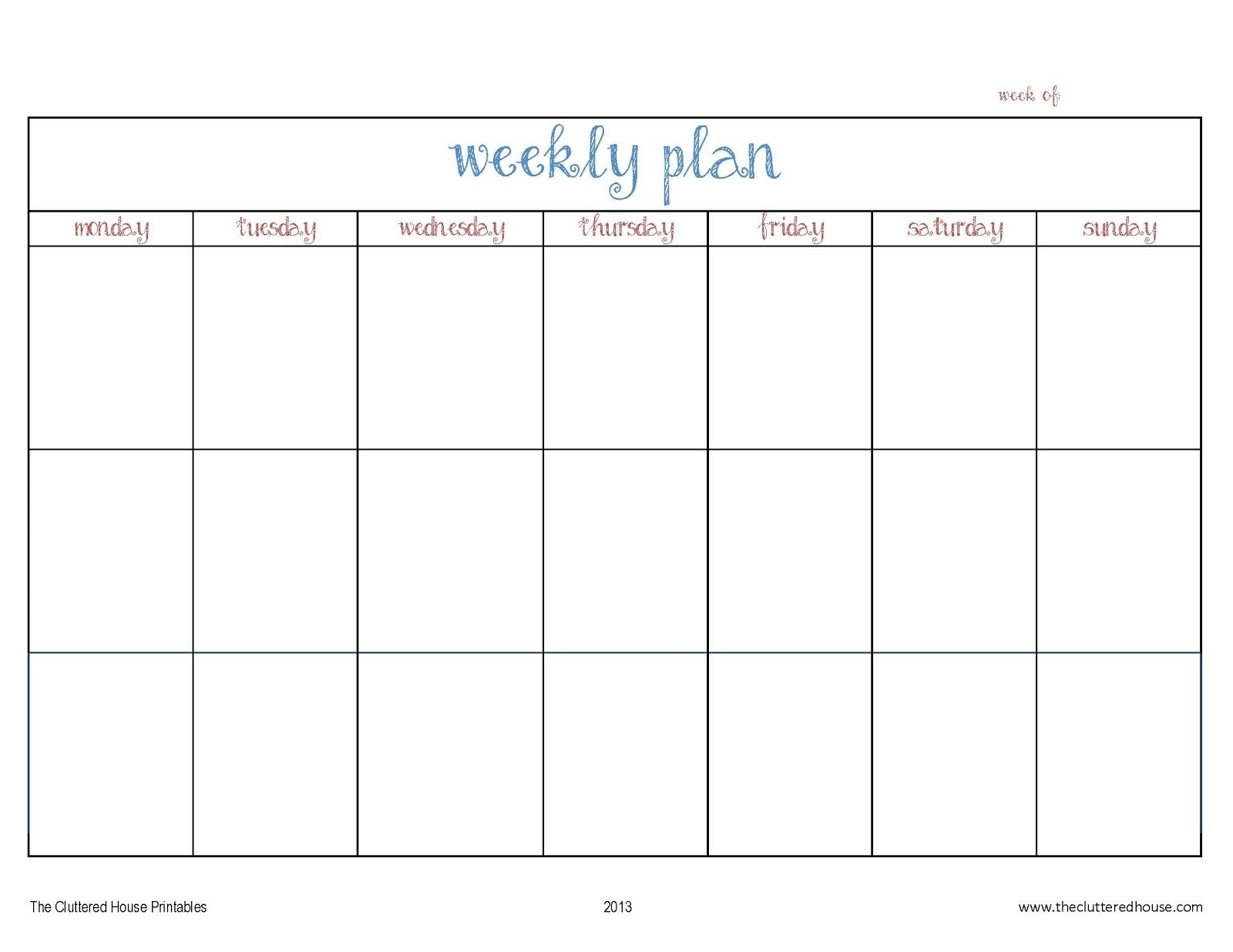 monday friday blank calendar calendar template printable