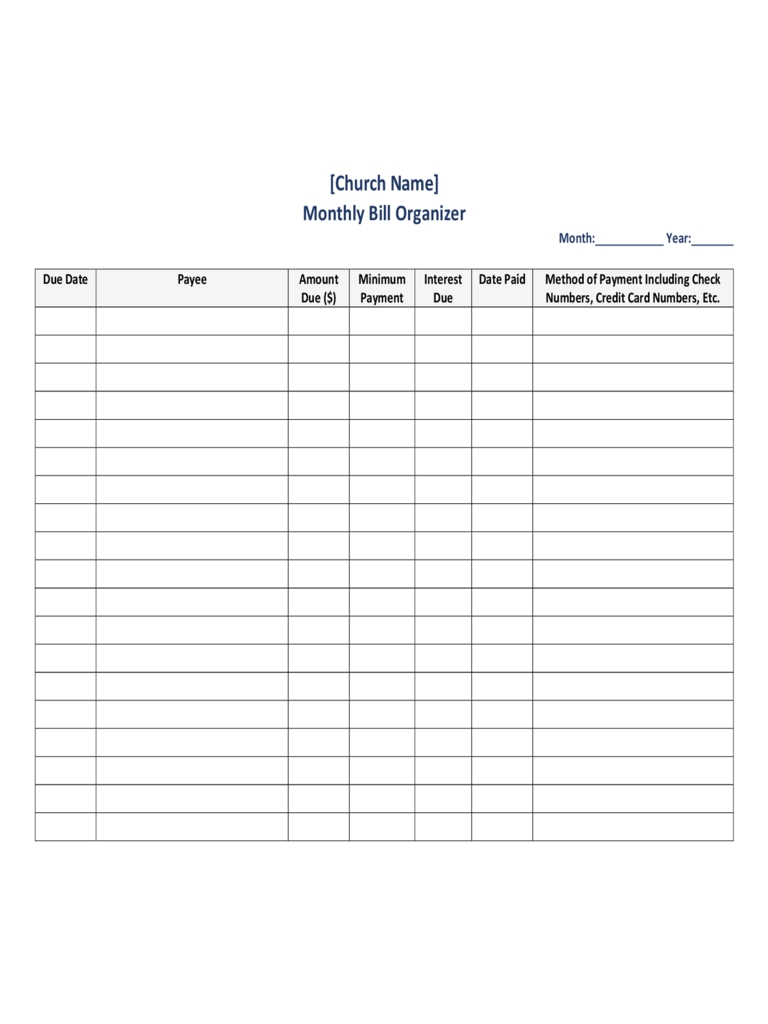 Monthly Bill Organizer - Edit, Fill, Sign Online | Handypdf-Printable Monthly Billing Chart