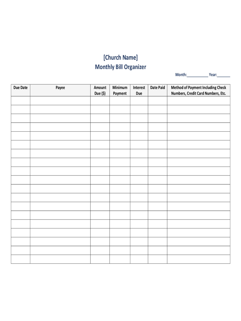 Printable Monthly Billing Chart | Calendar Template Printable