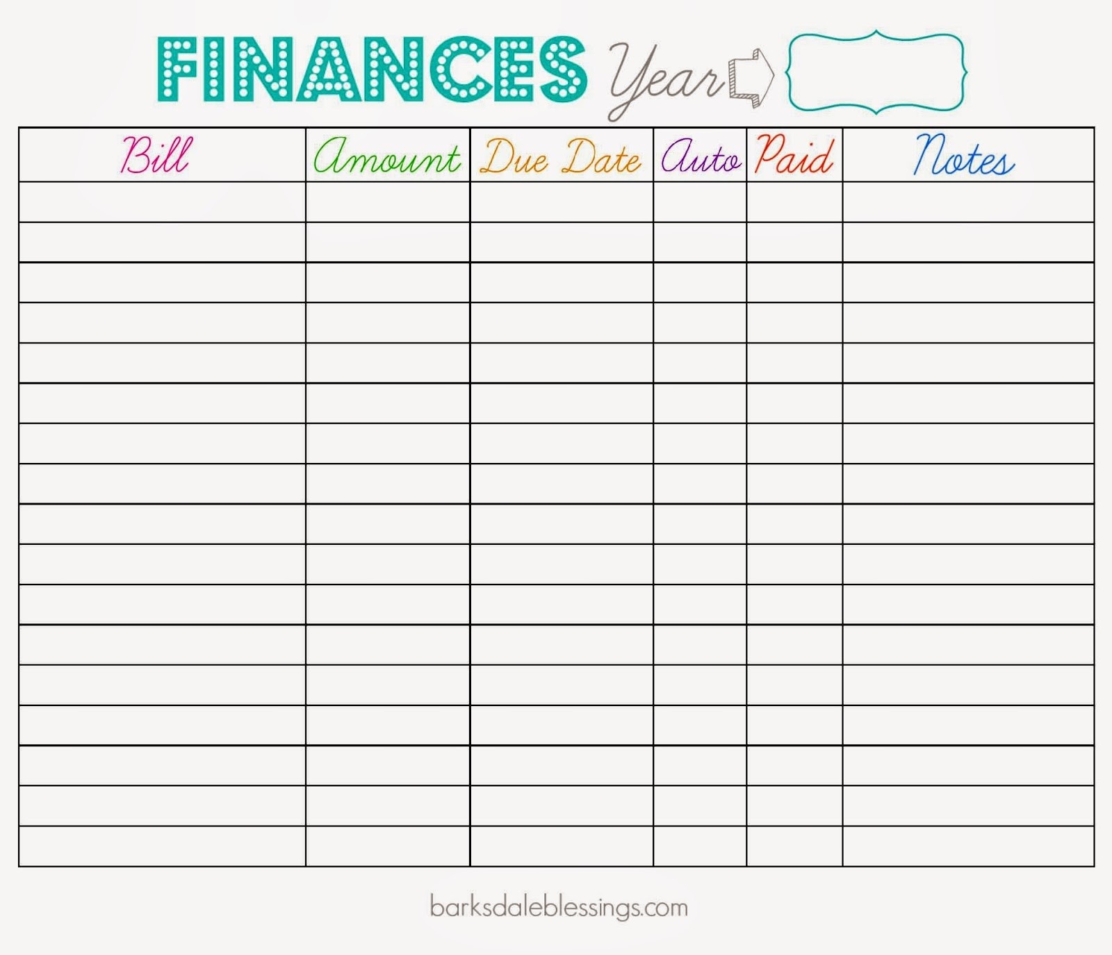 Monthly Tracker By Timesavingtemplates. Download Image-Printable Monthly Bill Calendar Free