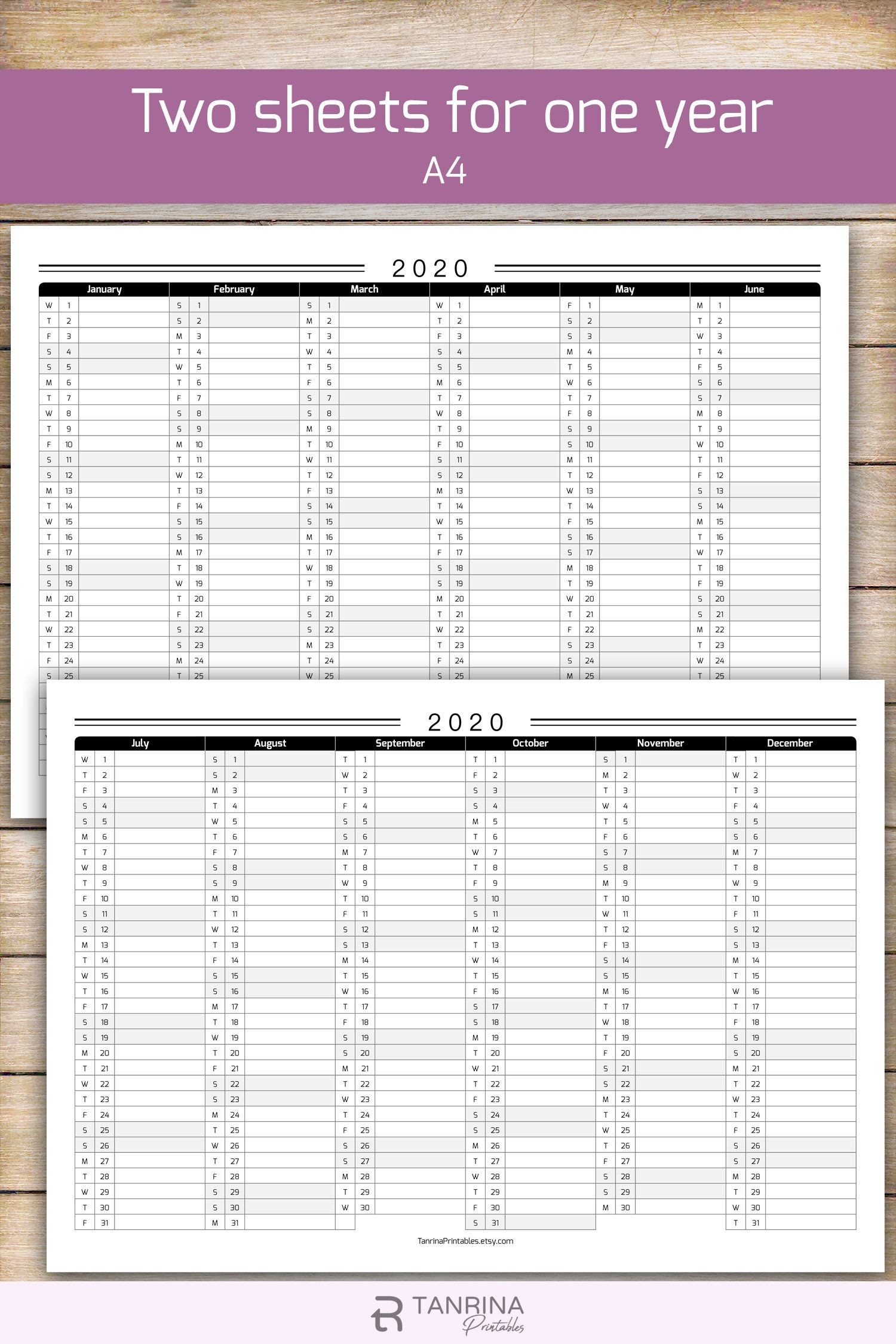 Printable 2020 Calendar Planner, Minimalist Pdf Monthly-2020 Wall Calendar Template