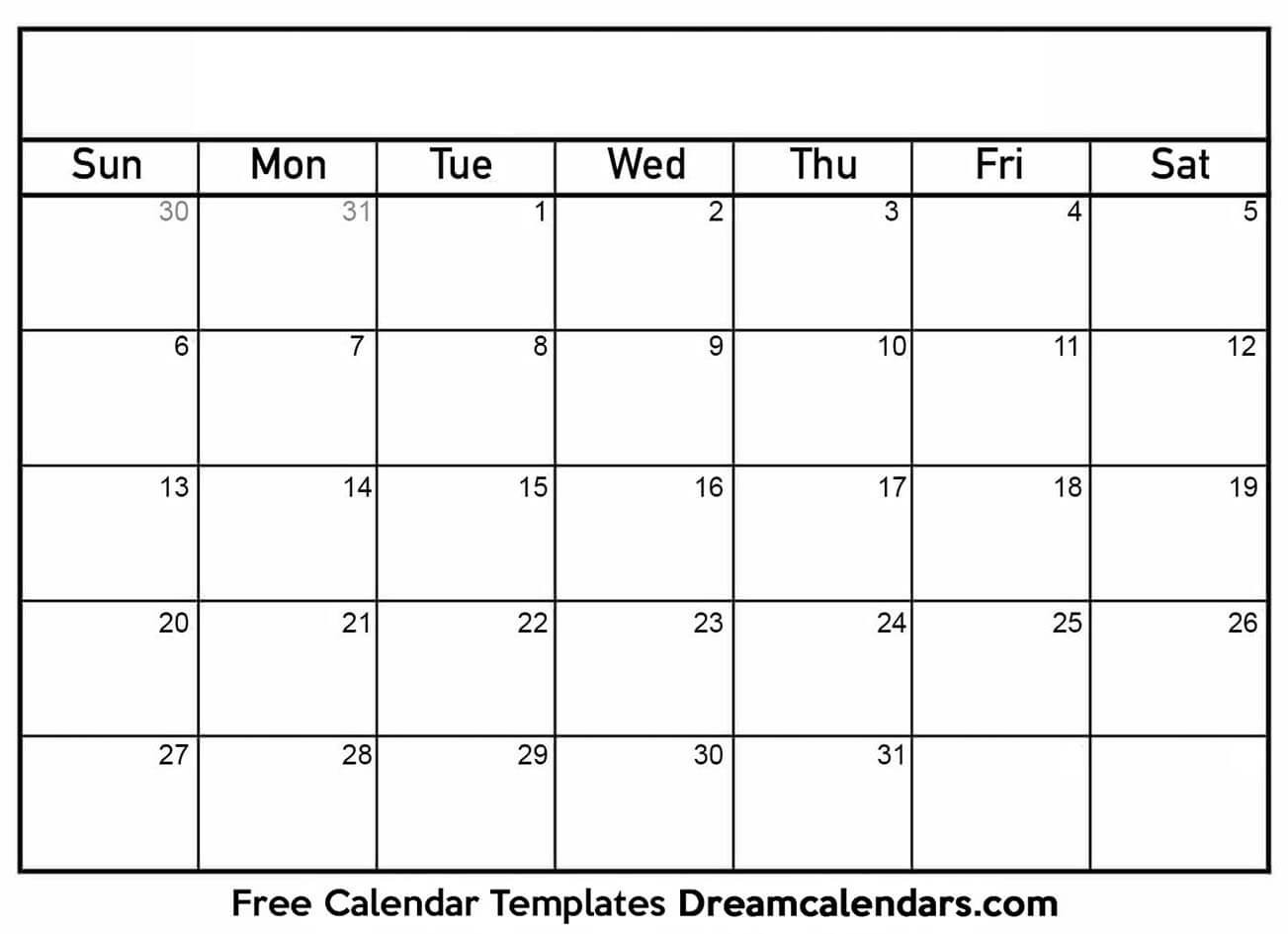 Printable Blank Calendar 2020 | Dream Calendars-Fre Printable Blank Calander Monthly Pages