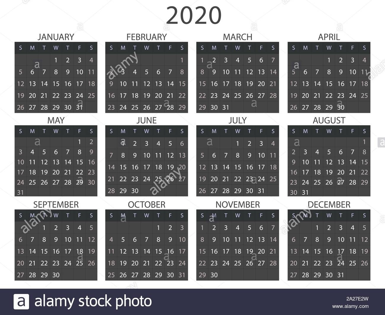 Simple Calendar Layout For 2020. Week Starts From Sunday-Blankcalendar Week Of 7/22