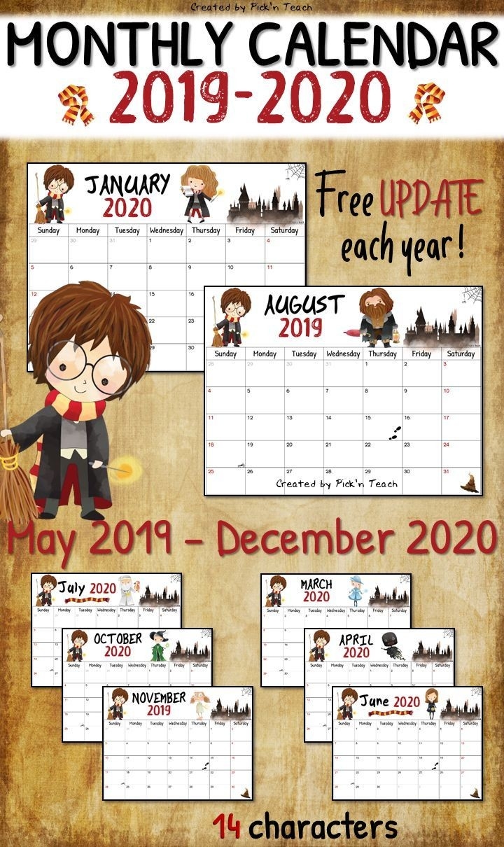 Wizard Monthly Calendar 2019 &amp; 20 - Printable - Planner-School Year Calendar 2020-20 Template