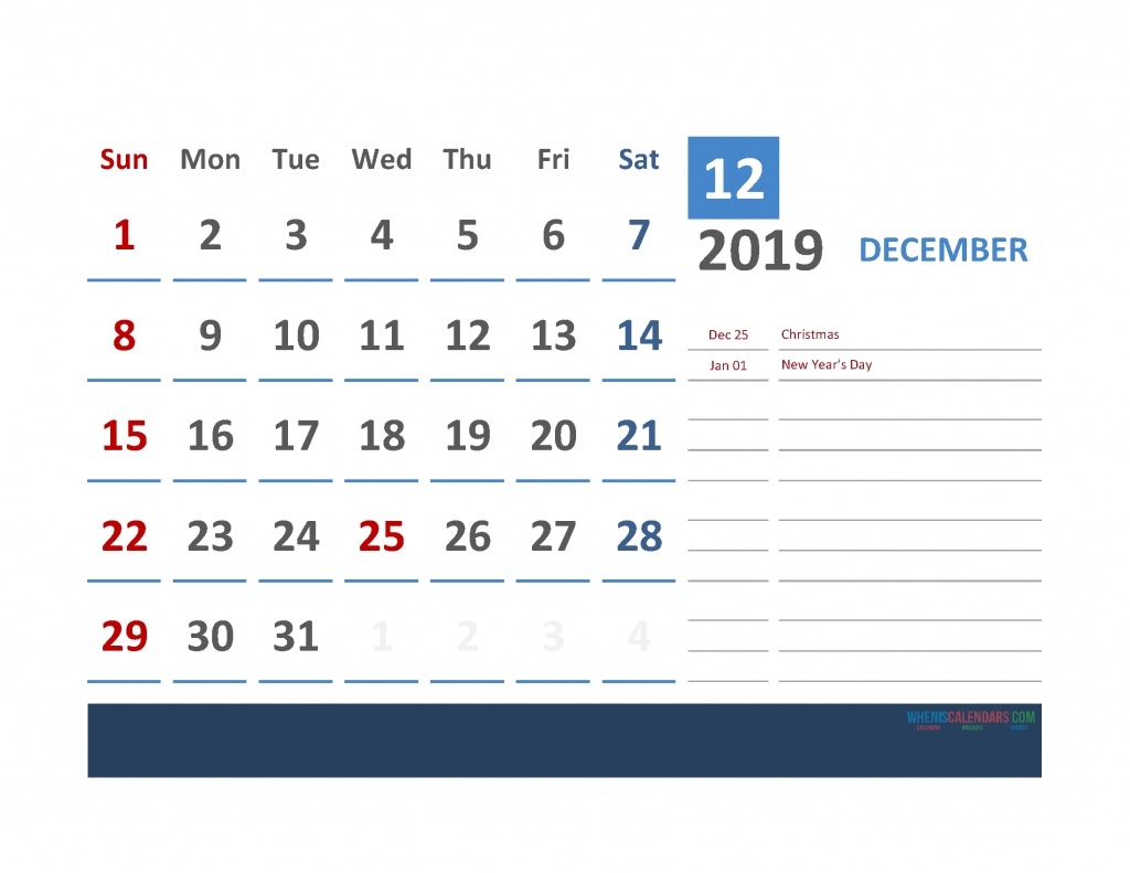 2019 Calendar With Holidays Printabe Monthly Calendar Pdf, Png | Free Printable 2020 Calendar-Large Number Flip Calendar 2021