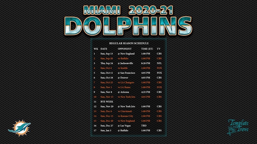 2020-2021 Miami Dolphins Wallpaper Schedule-2021 Nfl Football Schedule Printable