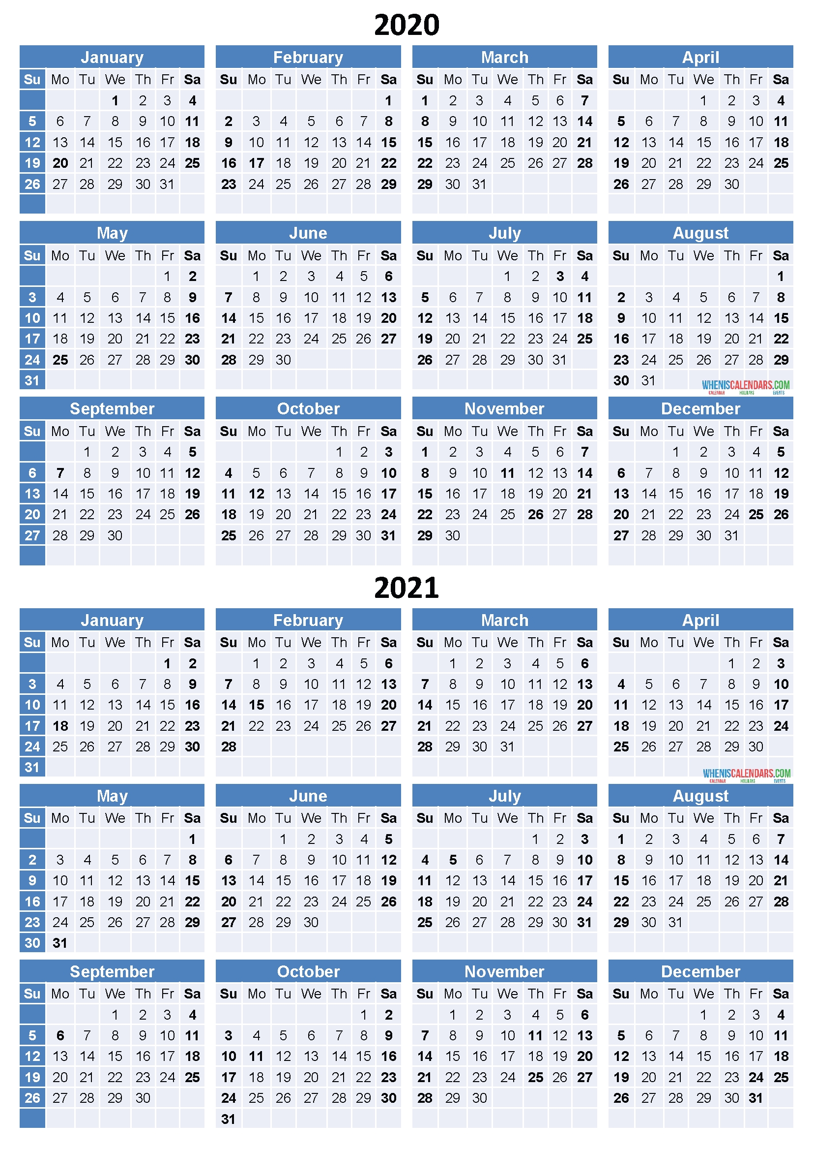 2020 And 2021 Calendar Printable Free Download Word, Pdf, Image – Free Printable 2020 Monthly-Print Free 2021 Calendar Without Downloading