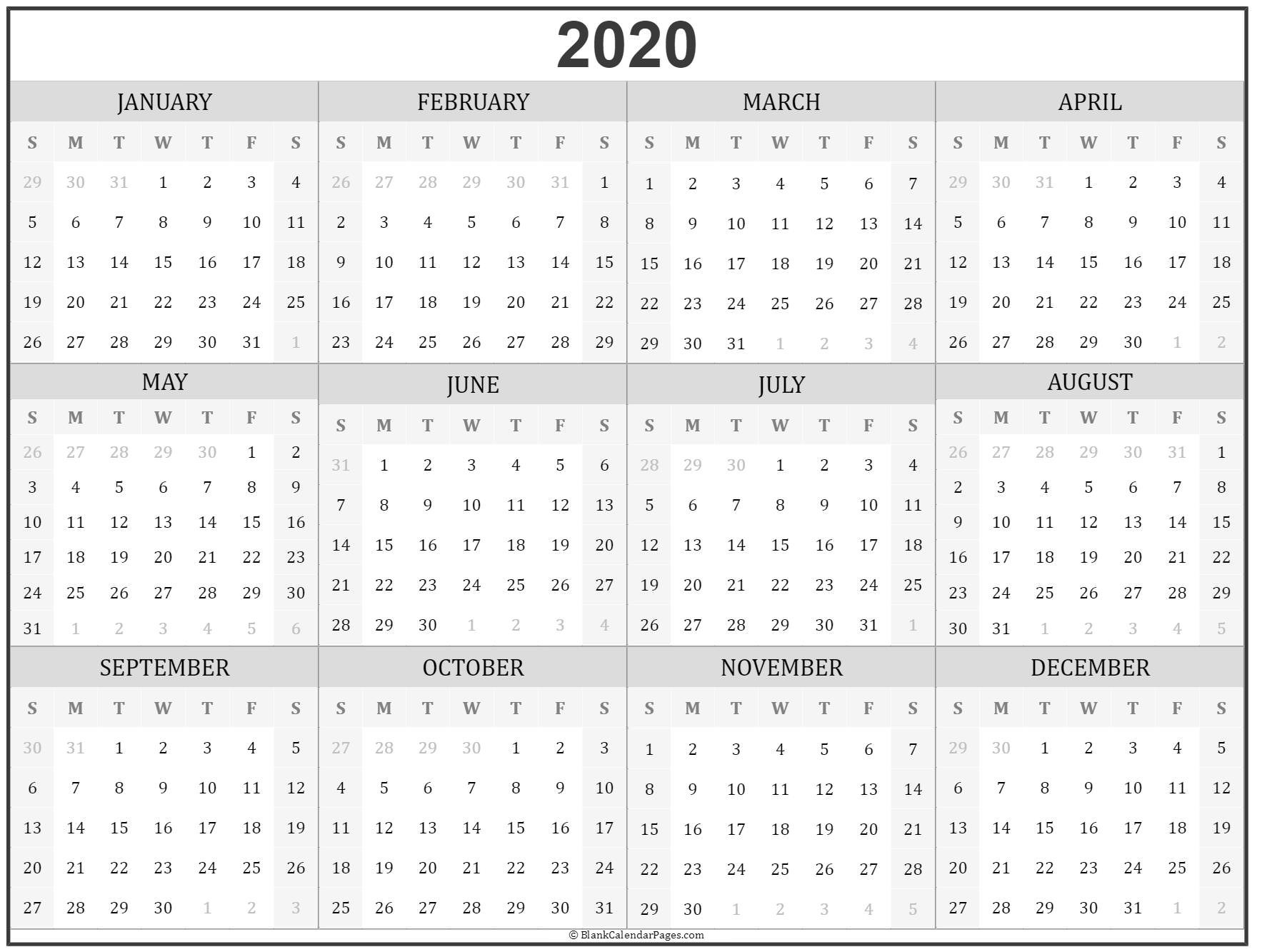 2020 Year Calendar | Yearly Printable-2021 Calendar Fill In