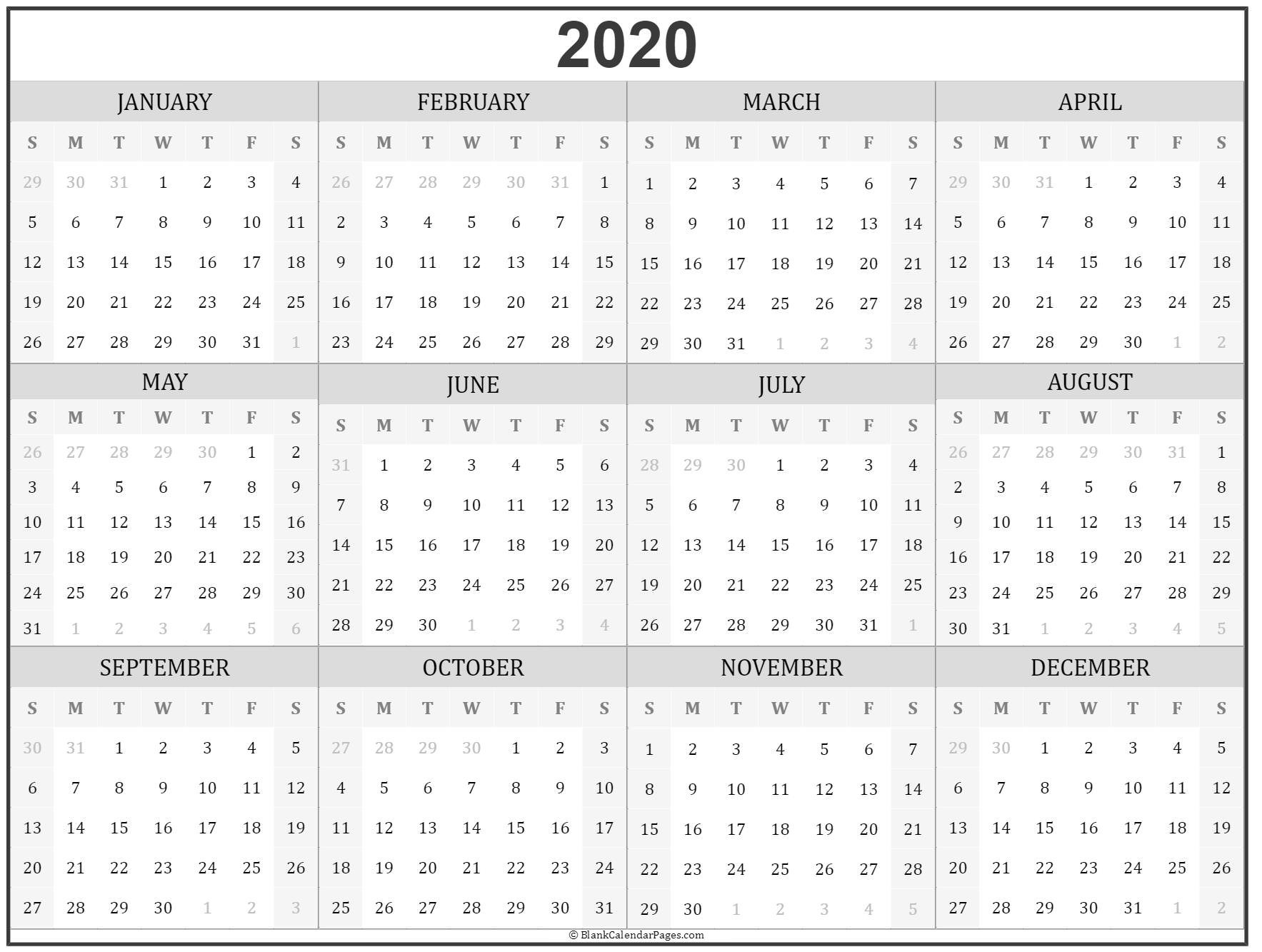 2020 Year Calendar | Yearly Printable-Blank Fill In Calendars 2021 Printable